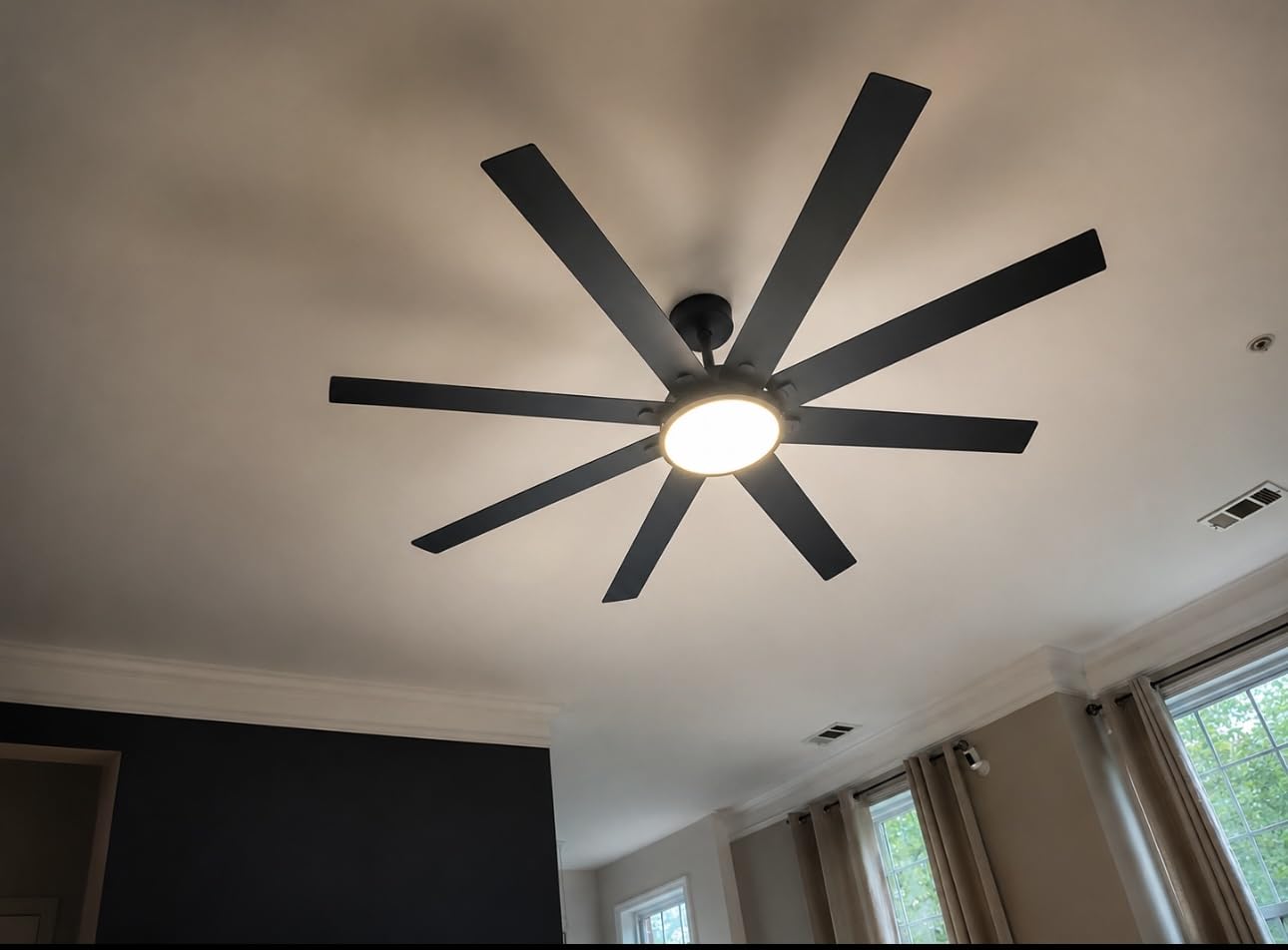 Passky Ceiling Fans with Lights, 52 inch Sleek Ceiling Fan with Light and Remote Control, 3CCT, Dimmable, Reversible, Noiseless, Black Ceiling Fan for Bedroom, Living Room customer photo 2