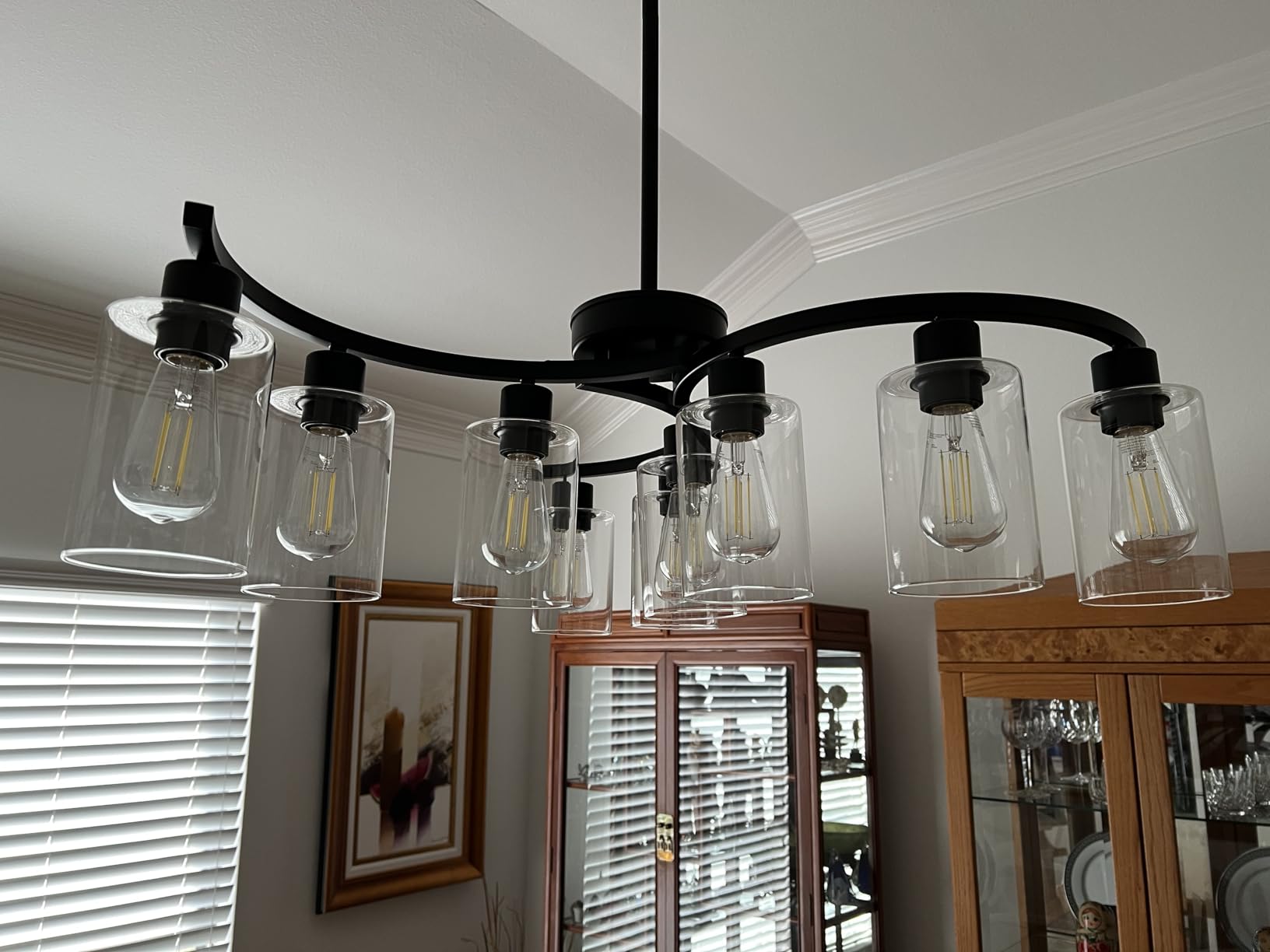 CNRATYE 3-Light Modern Farmhouse Black Pendant Lights Kitchen Island, Adjustable Height Contemporary Chandeliers for Dining Room Light Fixture Hanging, Clear Glass Shade customer photo 1