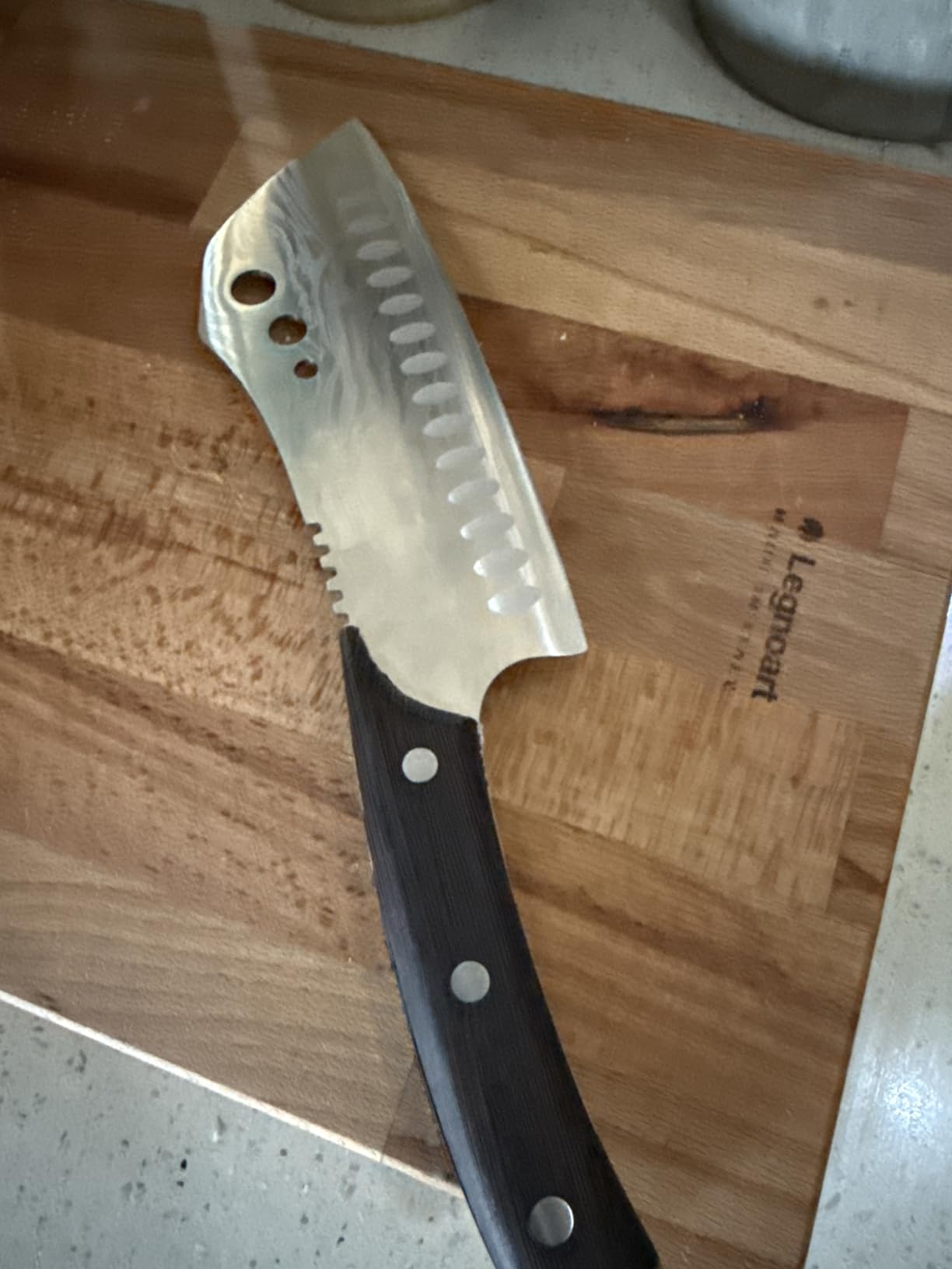 SYOKAMI Japanese Kitchen Knife, 8.2 Inch Chef Knife, Carbon Steel Kiritsuke, Razor Sharp Santoku for Precision Cutting, Damascus Pattern, Full Tang Wood Handle customer photo 2