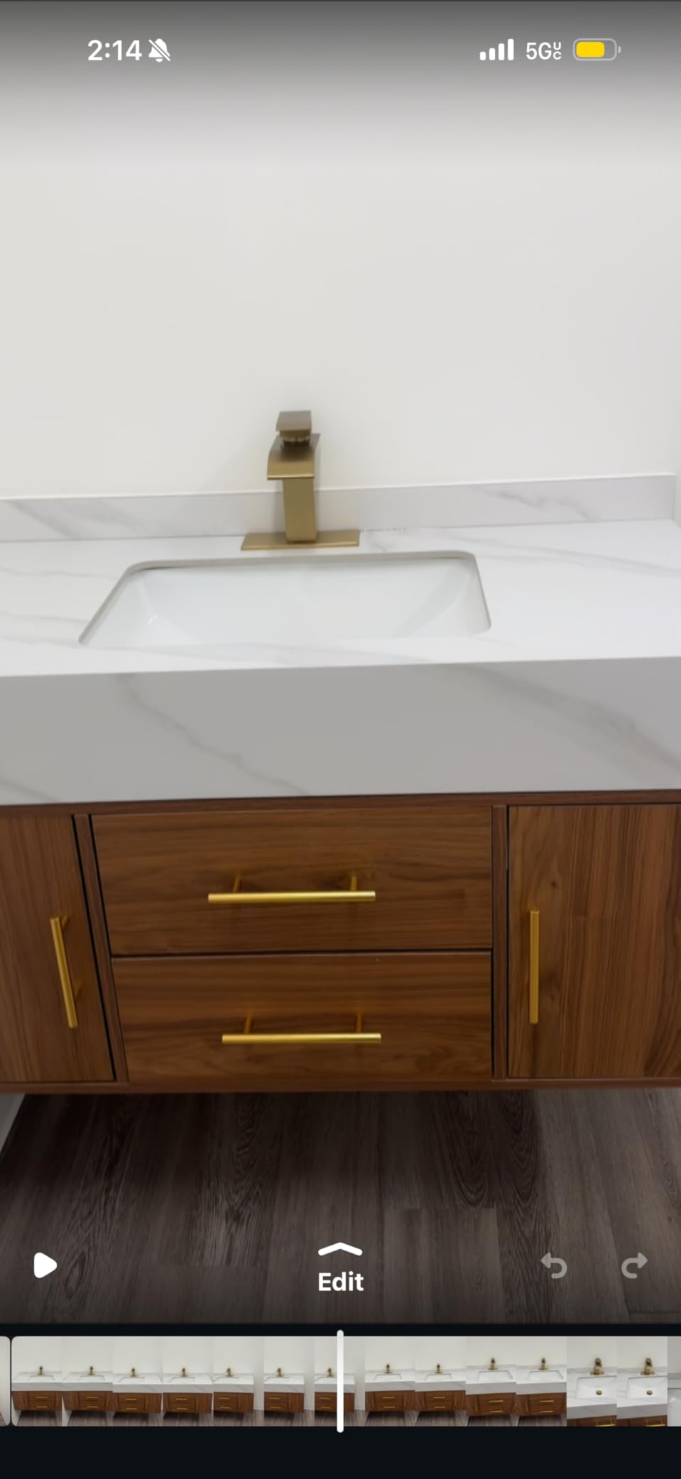 homary 39.4 inch Floating Bathroom Vanity with Single Sink, Modern Design with Sintered Stone Top & Undermount Sink, 2 Soft-Close Drawers for Shared Bathroom, Walnut customer photo 1
