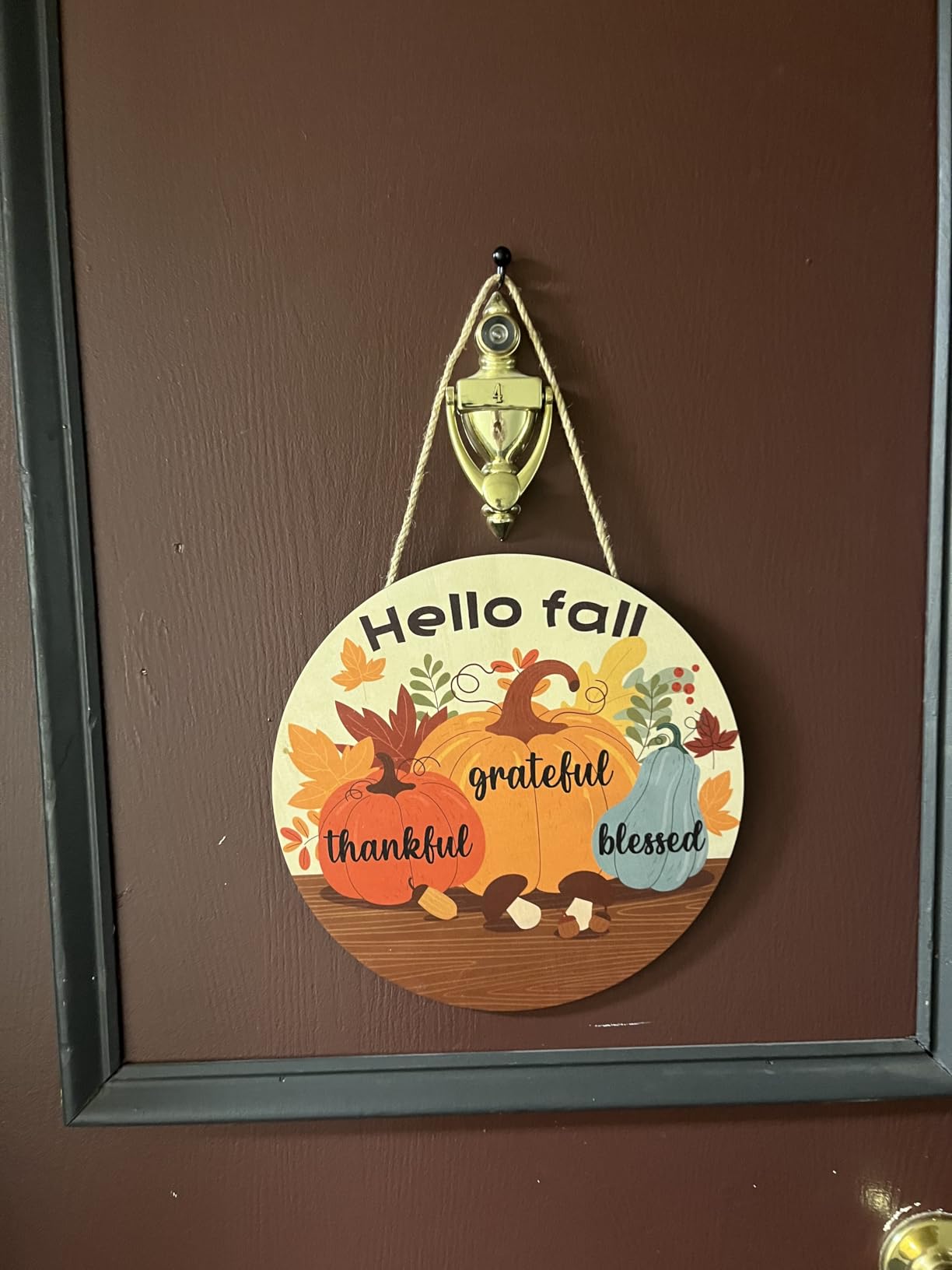Thanksgiving Decorations - Welcome Sign for Front Door, Rustic Round Wood Wreaths for Outdoor, Maple Leaves Garland Porch Decor for Thanksgiving Friendsgiving - Fall Decor for Room Kitchen Wall customer photo 2
