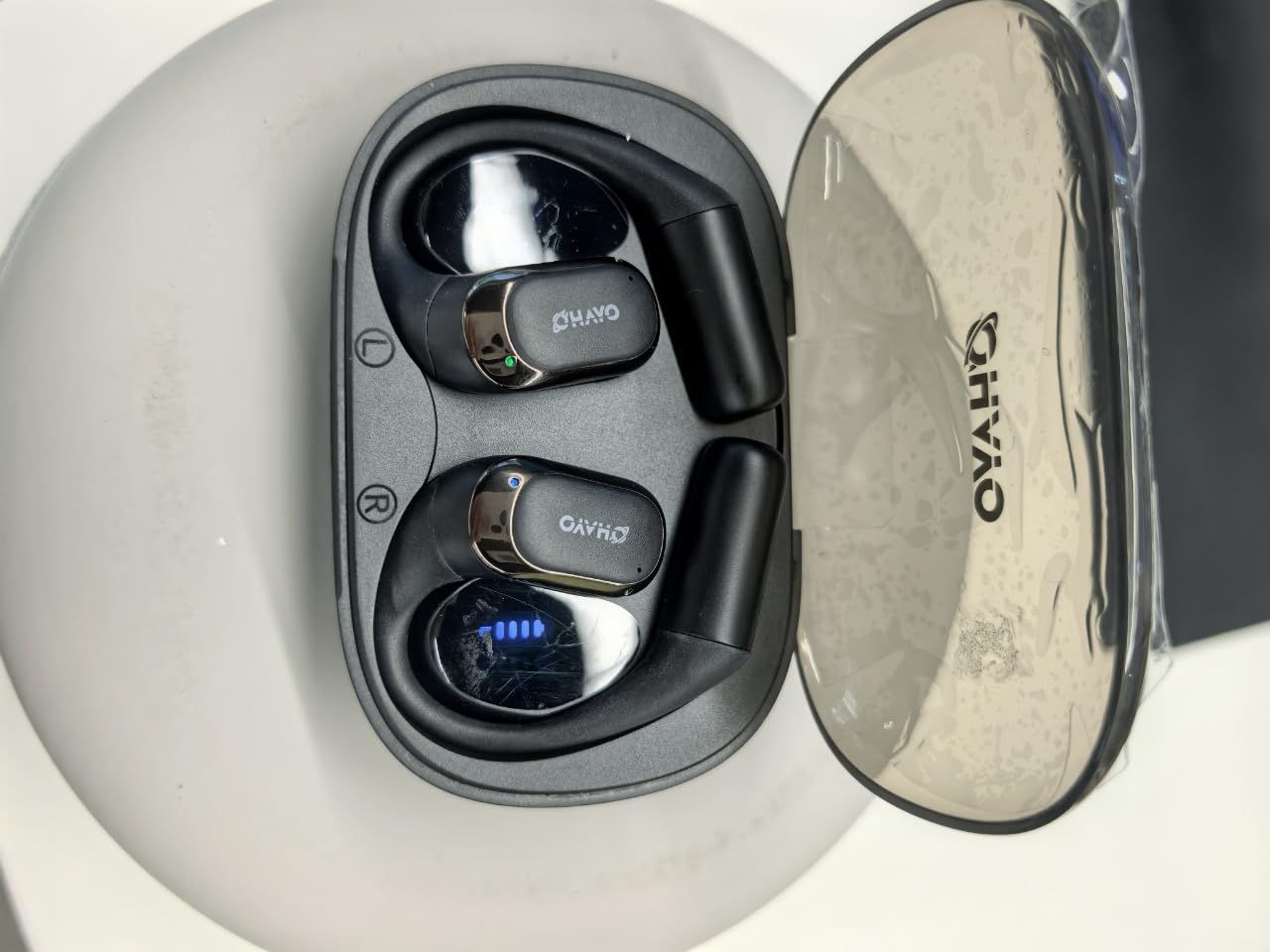 OHAYO Open Ear Headphones, Over Ear Earbuds with Ergonomic Earhook, Bluetooth Headphones 5.4 with Smart Digital Display, 40H Playtime, IPX6 Waterproof, Touch Control Operate Fit Cycling,Running,Workout customer photo 2
