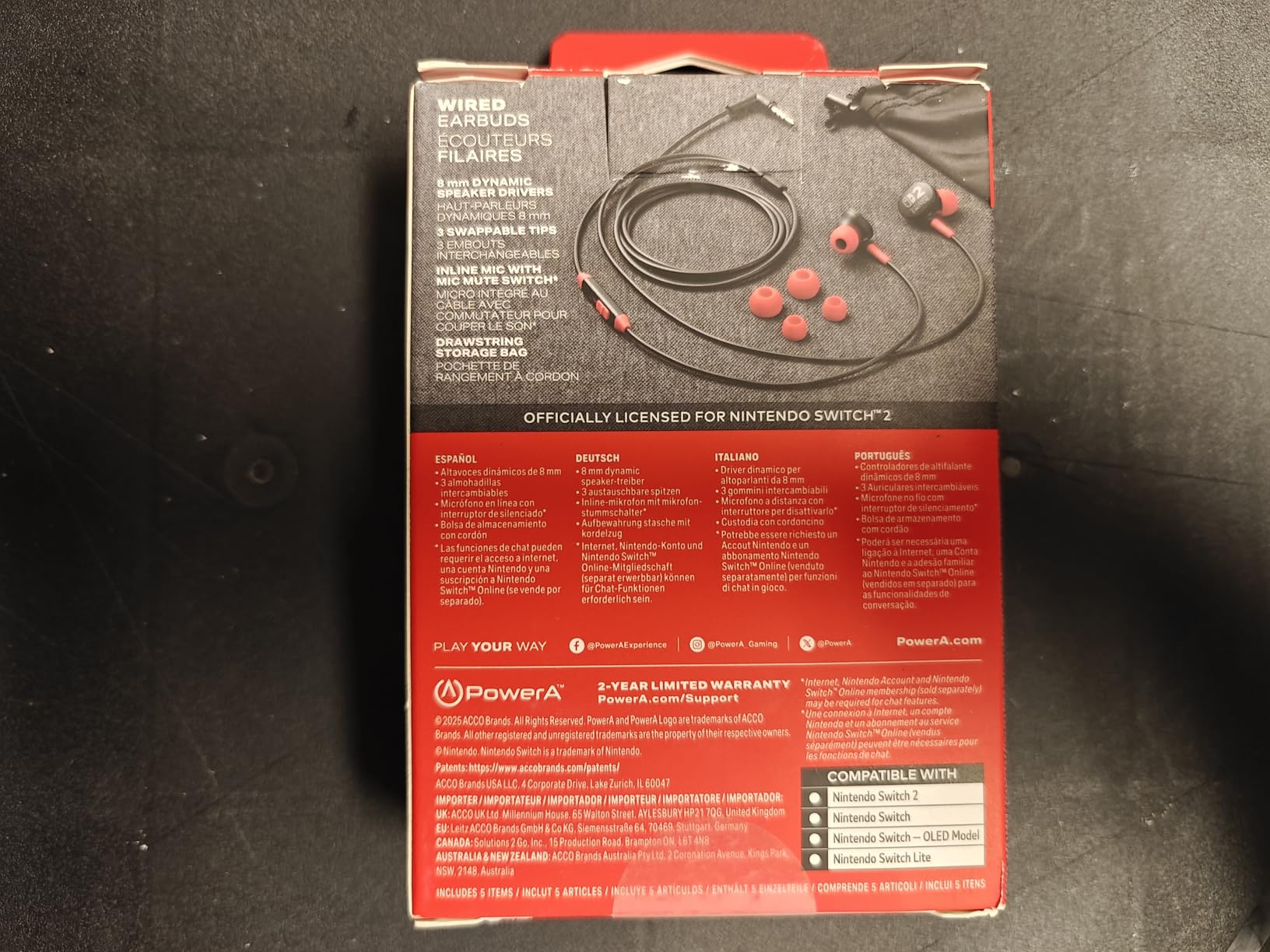 PowerA Wired Earbuds for Nintendo Switch 2 - Black, Officially Licensed, 8 mm Speaker Drivers, in-Ear Design, 3 Swappable Tips, Includes Drawstring Storage Bag customer photo 2