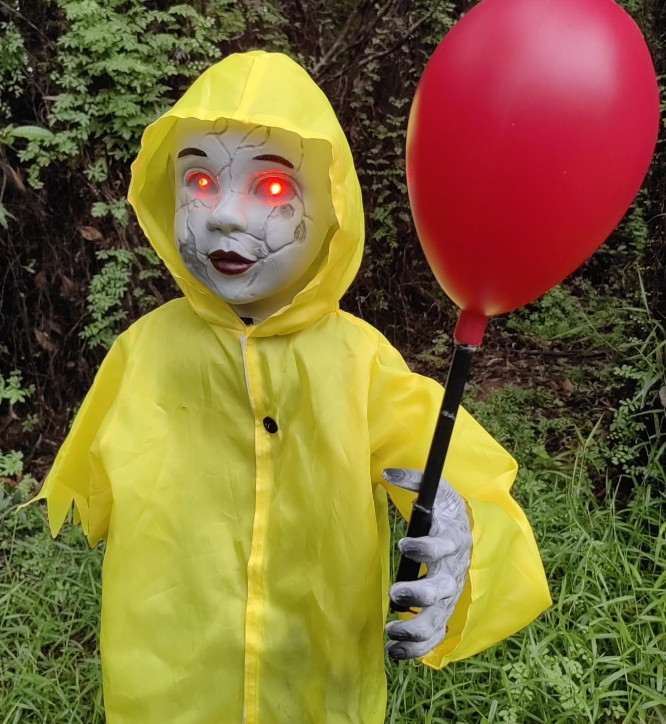Halloween Decorations Outdoor - 4 Ft Life Size Animated Animatronics Prop with Sound & Touch Activated Sensor and Light Up Balloon - Spooky Scary Decor for Home Indoor Garden Lawn Yard Grave Party customer photo 2