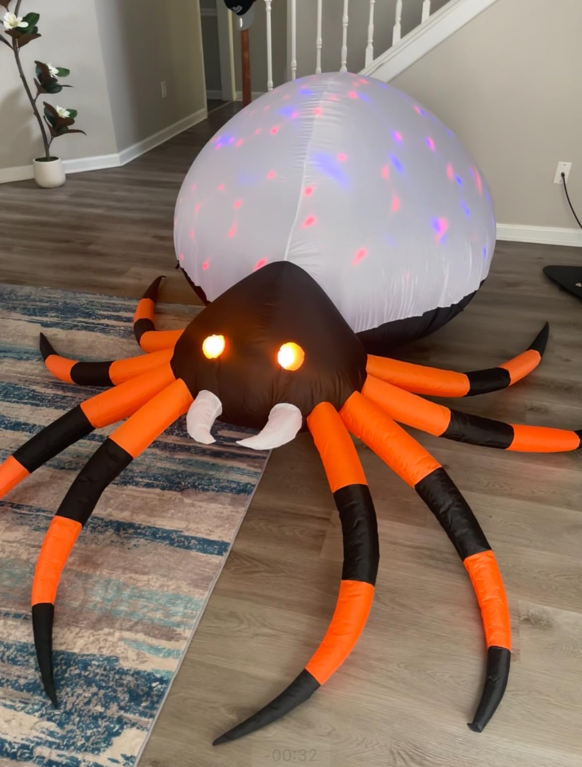 JOYIN 8 FT Halloween Inflatable Giant Spider Outdoor Decorations, Blow Up Spider Yard Decorations with Rotating Colorful Light and Glowing Eyes customer photo 2