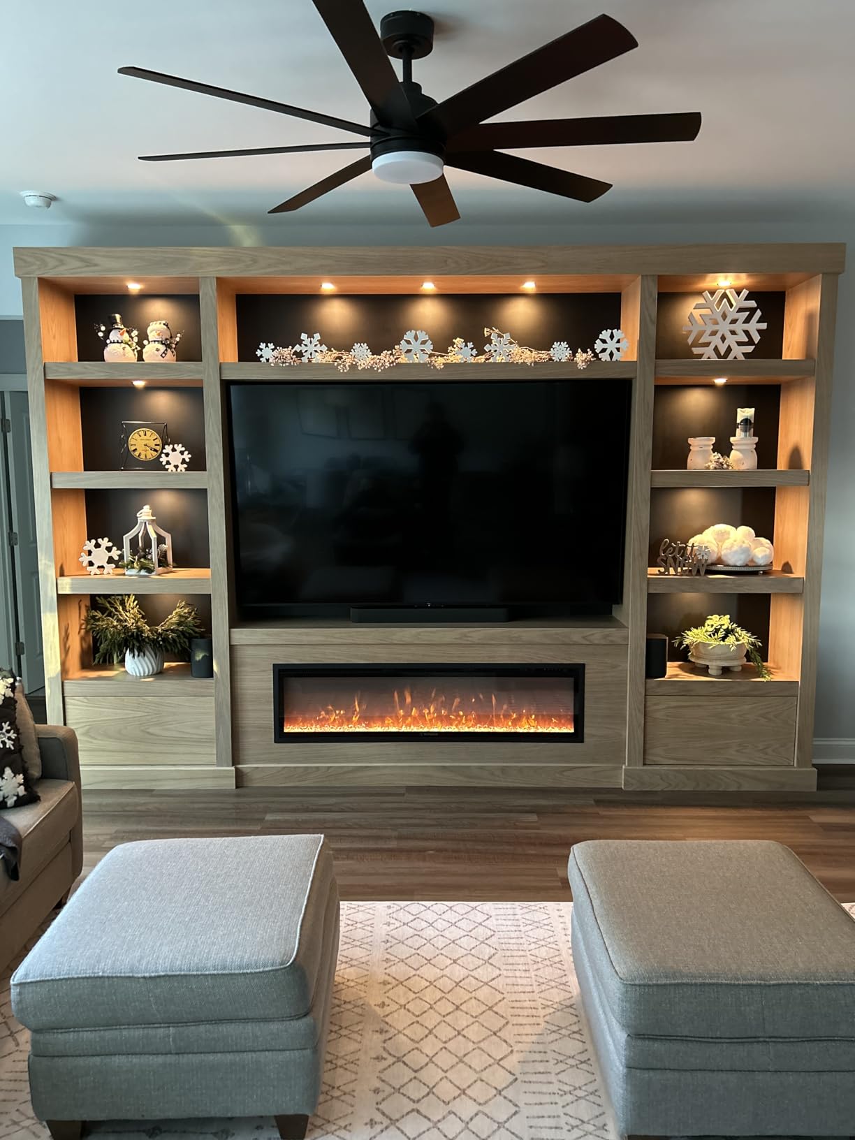Westinghouse 60 Inch Electric Fireplace Heater, Compatible with Alexa & Google Home, Wall Mount or in-Wall Recessed Fireplace Insert, 24 Hour Timer, Color Changing Flames, 750W/1500W Indoor Heater customer photo 1