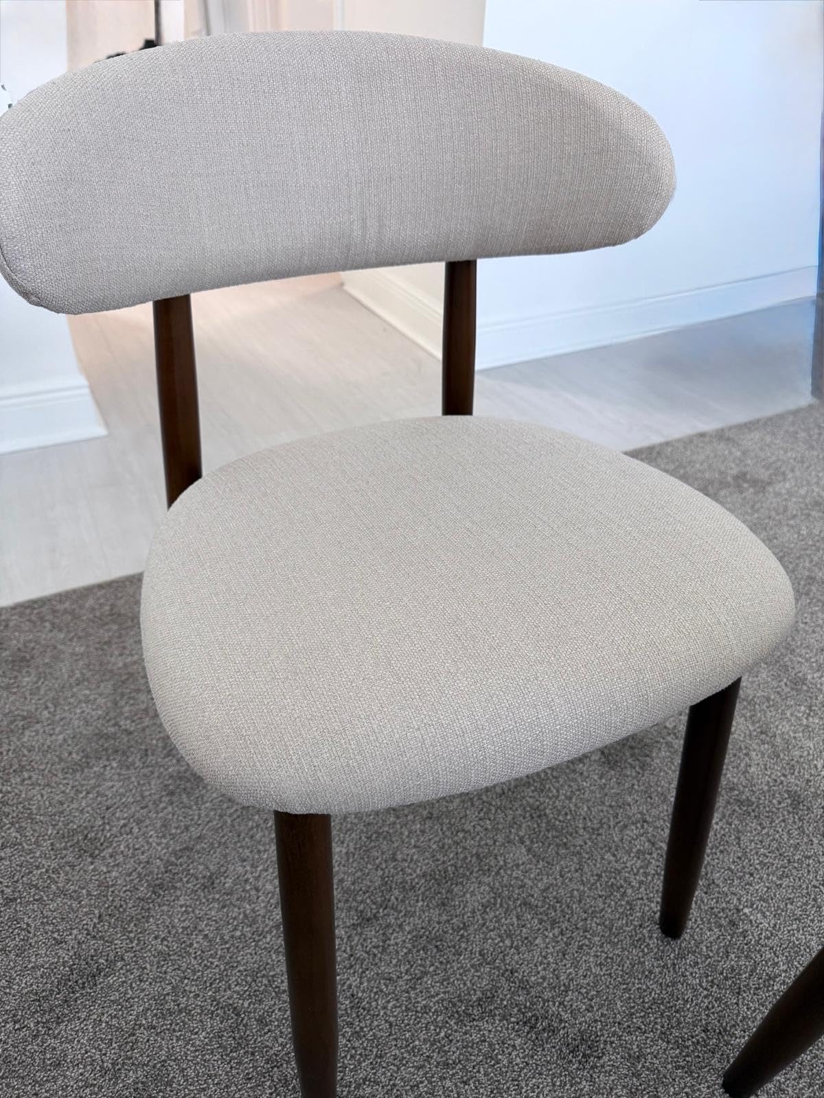 COLAMY Wooden Dining Chairs Set of 6, Modern Upholstered Fabric Dining Room Chair, Farmhouse Kitchen Side Chairs with Foot Pegs, Beige customer photo 1