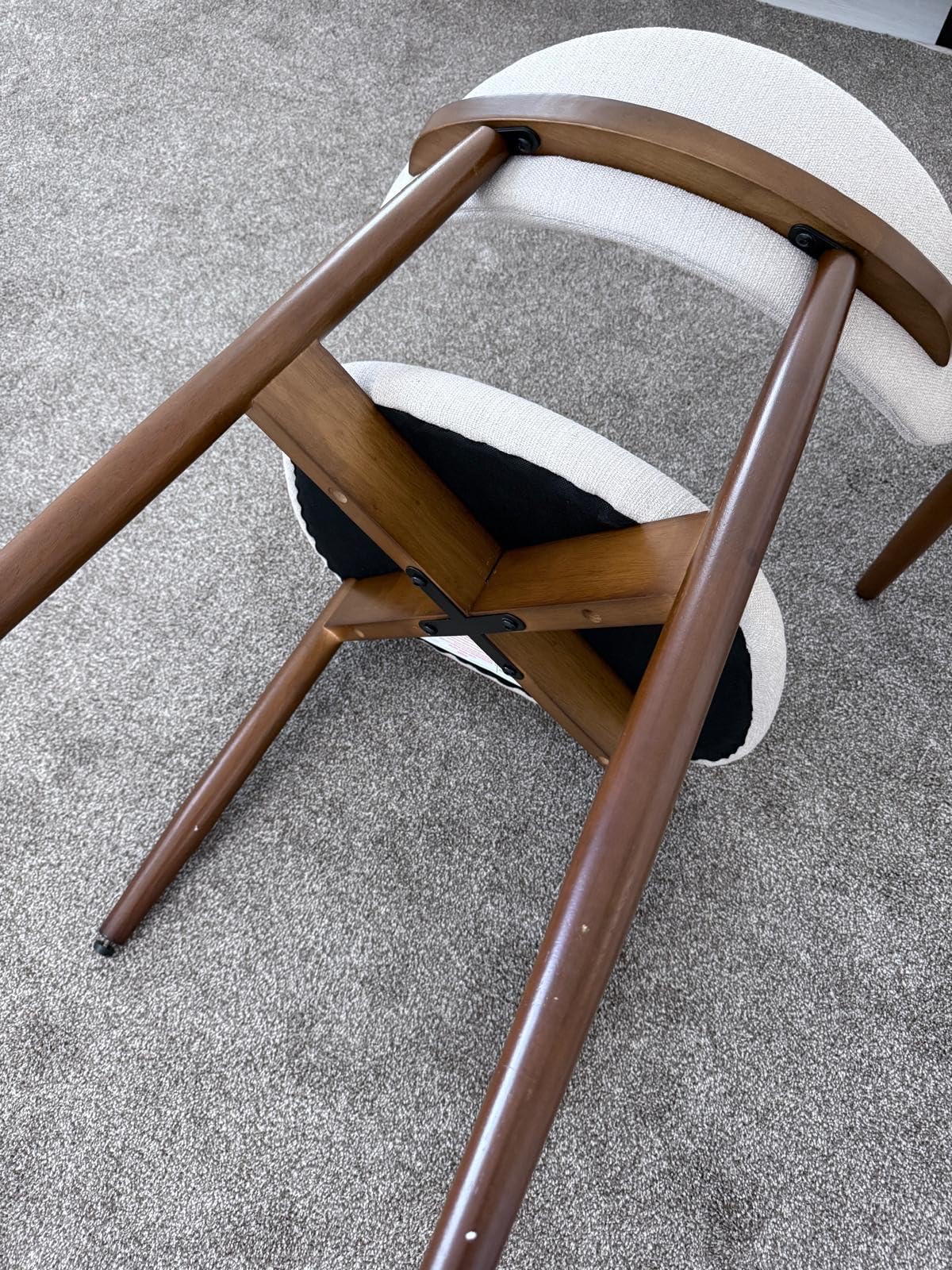 COLAMY Wooden Dining Chairs Set of 6, Modern Upholstered Fabric Dining Room Chair, Farmhouse Kitchen Side Chairs with Foot Pegs, Beige customer photo 2