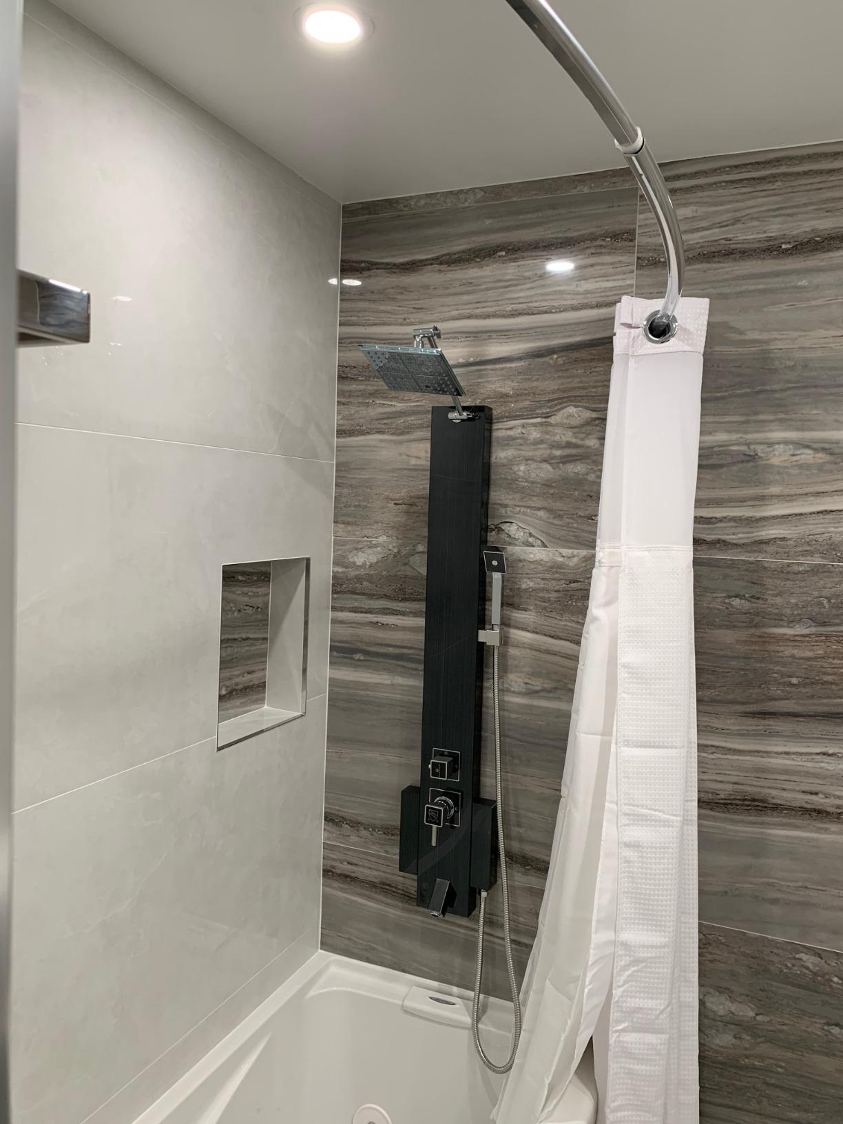 Blue Ocean 48 inch SPS824A Stainless Steel Shower Panel Tower with Rainfall Shower Head and Spout (Matte Black) customer photo 1