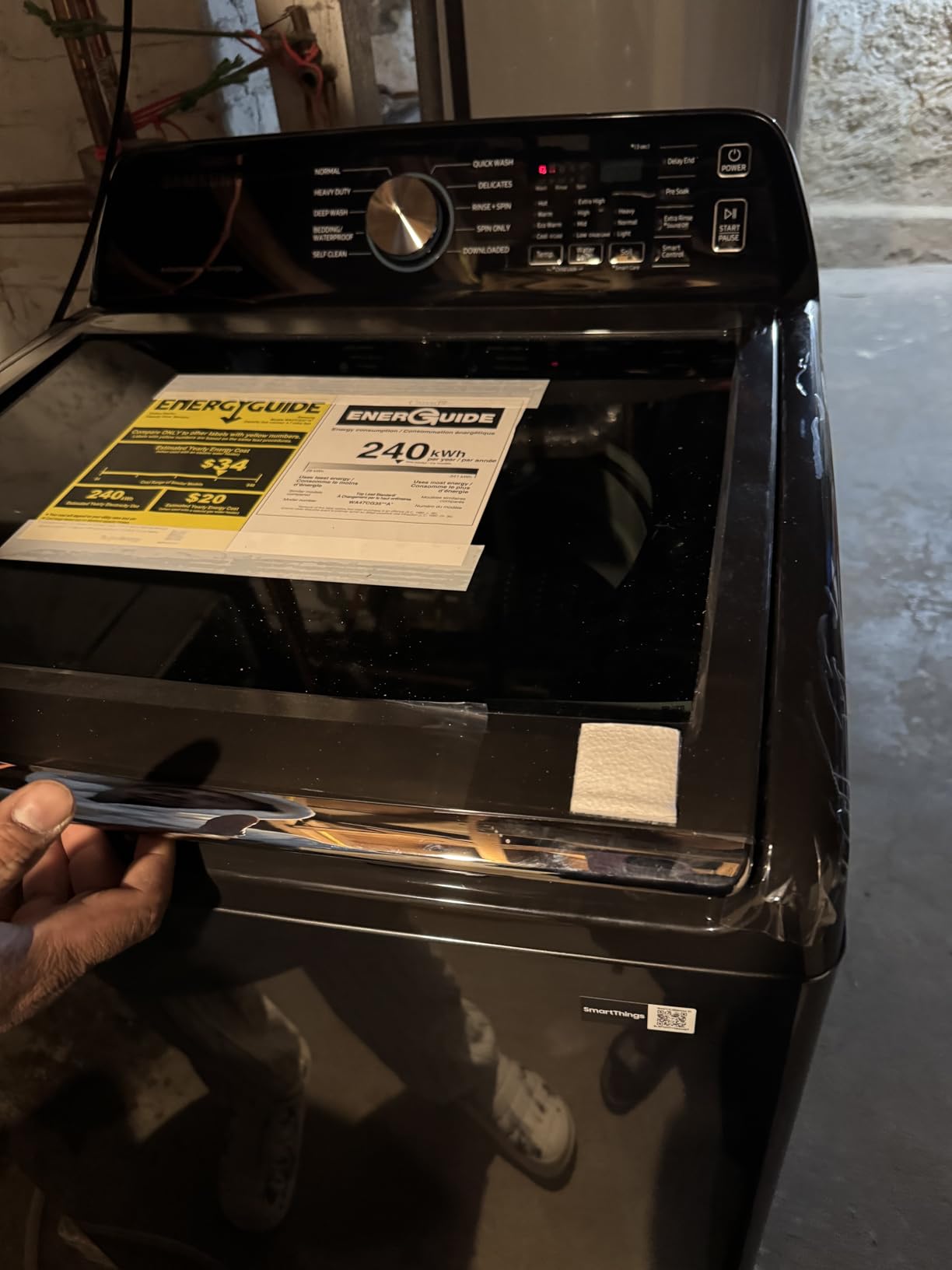 Samsung Smart 4.7 Cu Ft Top Load Washer & 7.4 Cu Ft Electric Dryer, Sensor Stops Overdrying, Low Vibration Quiet Wash, WaterJet w/Power Cords, Hoses, Vent Duct, 1 Year CPS Protection Bundle (Black) customer photo 3