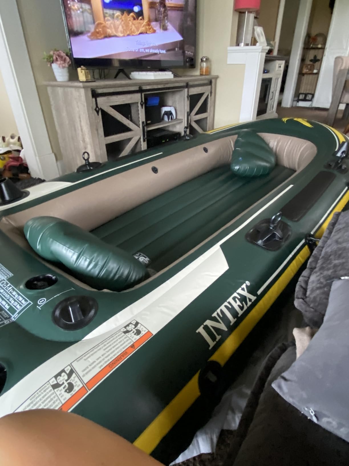 INTEX Seahawk Inflatable Boat Series: Includes Boat Oars and High-Output Pump - Fishing Rod Holders - Gear Pouch customer photo 1