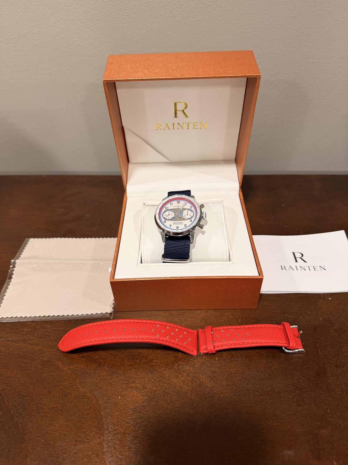 RAINTEN Chronograph Watch, Mechanical Watch for Men, Case 40mm, Seagull St19 | Stainless Steel with Genuine Leather Strap and Sapphire Crystal, Nylon Strap, Gifts- R9032, R9031B, R9031, R9031A customer photo 1