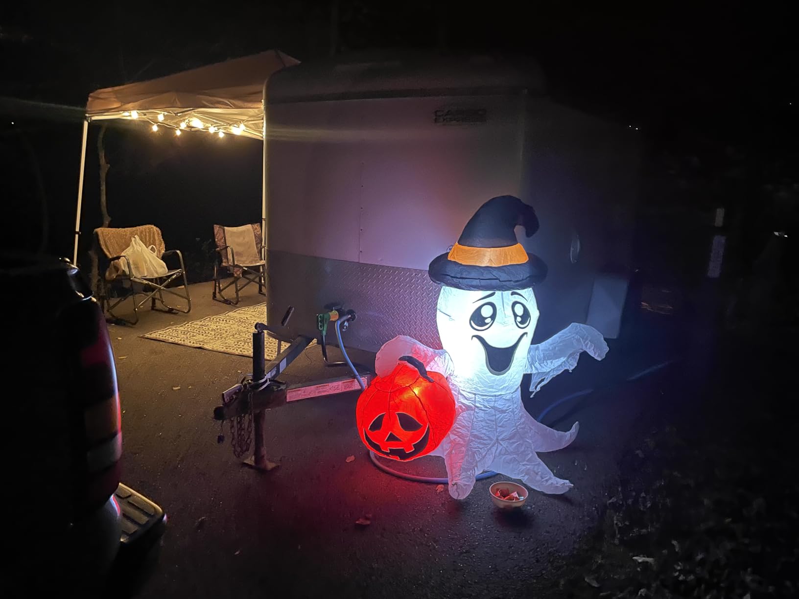 Halloween Inflatables Ghost Outdoor Decorations 6FT Double Ghosts Inflatable with 4 LED Lights Cute Blow Up Yard Decor customer photo 2
