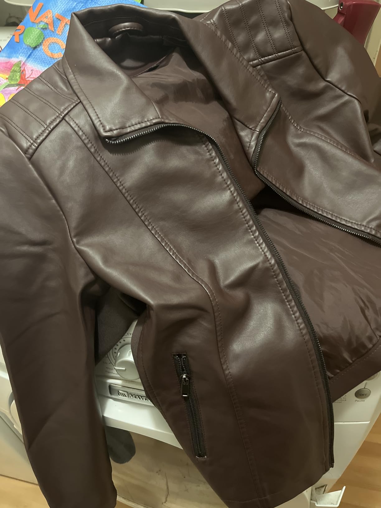 Faux Leather Jacket for Women Motorcycle Fashion Zip Up Coat Trendy Going Out Jackets customer photo 1