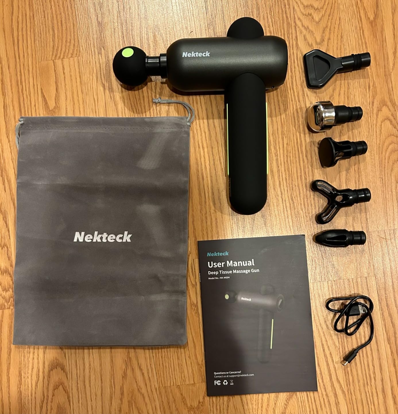 Nekteck Massage Gun Deep Tissue - 12mm Amplitude, 30 Speeds, Full-Body Muscle Relaxation Device with 5-Head for Pain Relief, Quiet USB-C Rechargeable Percussion Muscle Massager customer photo 2