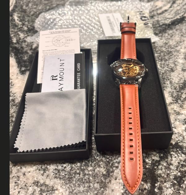 Men's Automatic Watch with Mechanical Movement, Skeleton Dial and Leather Band customer photo 2