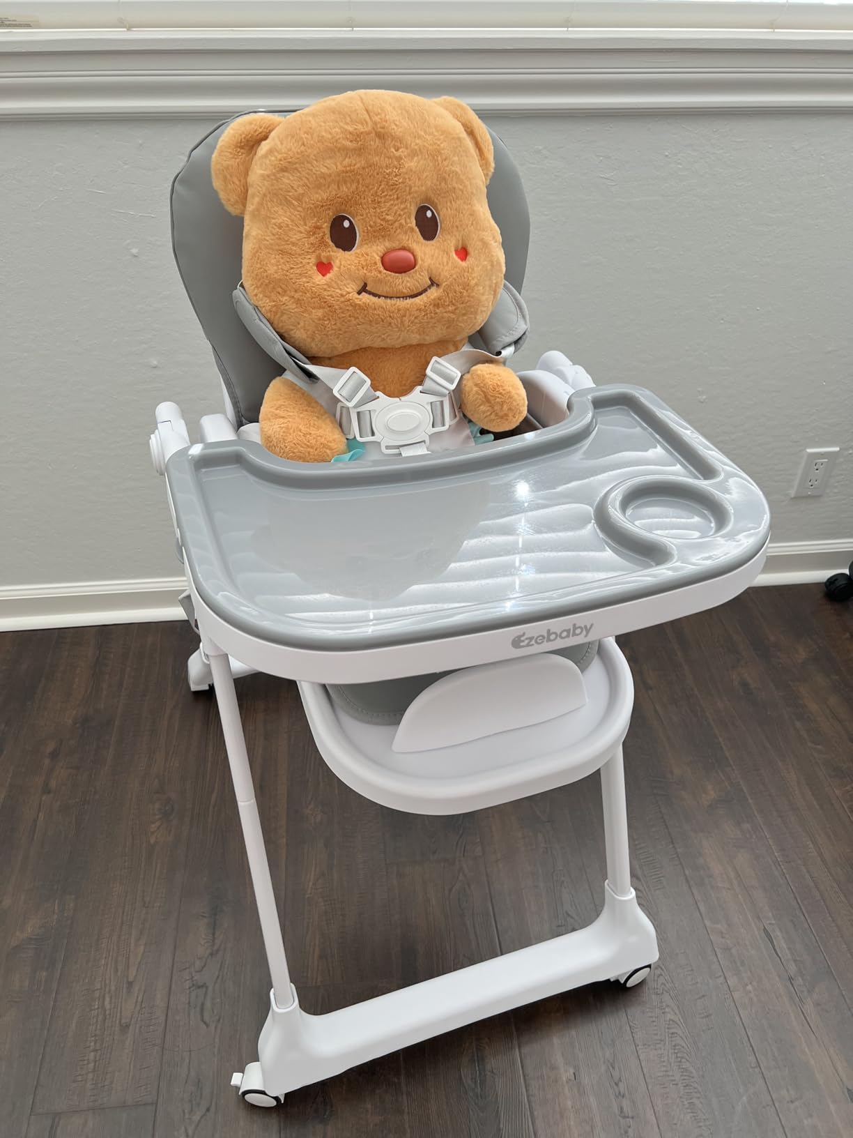 Ezebaby Foldable Baby High Chair, 3-in-1 Convertible High Chairs to Booster Seat, Portable High Chair with Adjustable Height and Recline, Removable Tray & Toy Bar customer photo 2