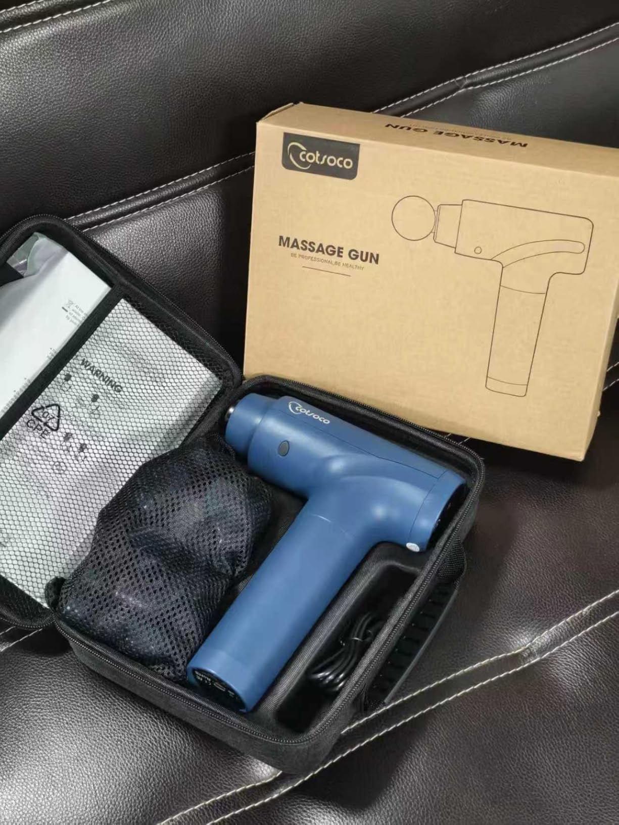 cotsoco Massage Gun Deep Tissue, Muscle Massage Gun with 9 Attachment Heads 20 Speeds & Silent Brushless Motor for Pain Relief, Handheld Percussion Back Massager Gun customer photo 2