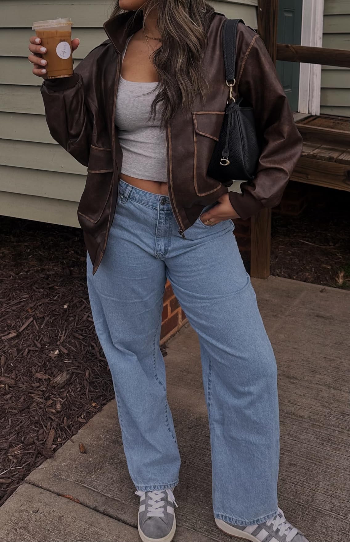 Women's Faux Leather Jacket Trendy 2026 Oversized Zip Up Motorcycle Bomber Jacket Coats Fall Winter Outerwear customer photo 1