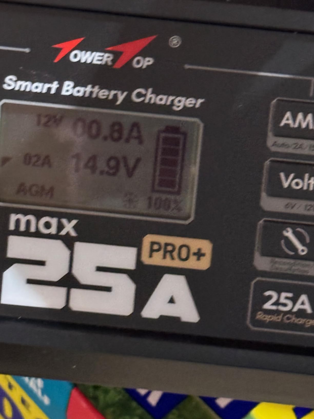 TowerTop 25A Pro+ Battery Charger, 6V/12V Car Battery Charger Fully Automatic Smart Battery Maintainer with Engine Start, Auto Desulfator, Battery Repair, for All Lead-Acid, AGM and LiFePO4 Batteries customer photo 1