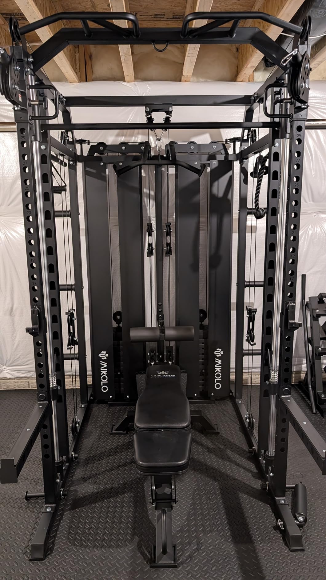 Mikolo Smith Machine with Weight Stack, Power Cage Home Gym System with LAT Pulldown & Cable Crossover, Multi-Functional Trainer with Dual Pulley System customer photo 1