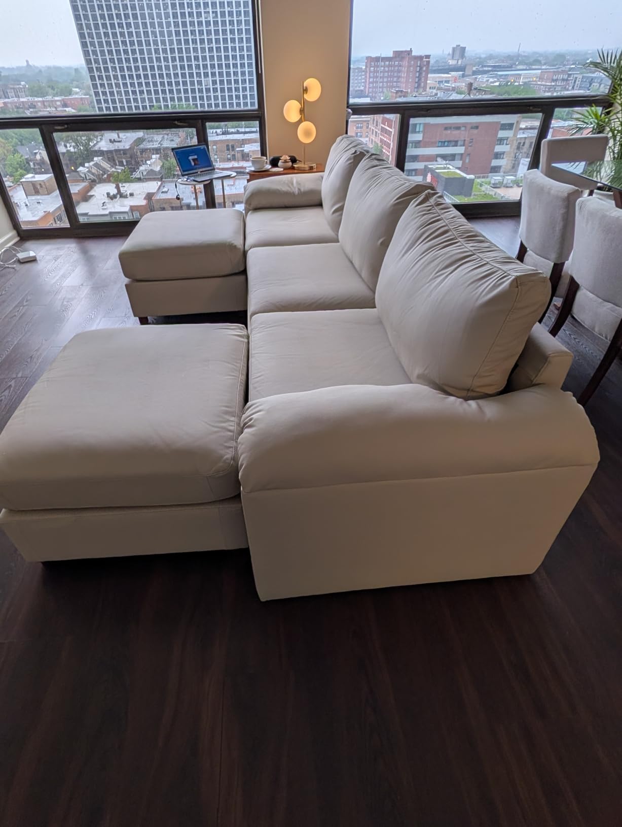 EASE MOOSE Leather Sectional Couch, Oversized Modular Sectional Sofas, Wide Deep Seat Modular Couch, Scratch Resistant Faux Leather Material, L Shaped Sofa for Big Spaces, Brown customer photo 1