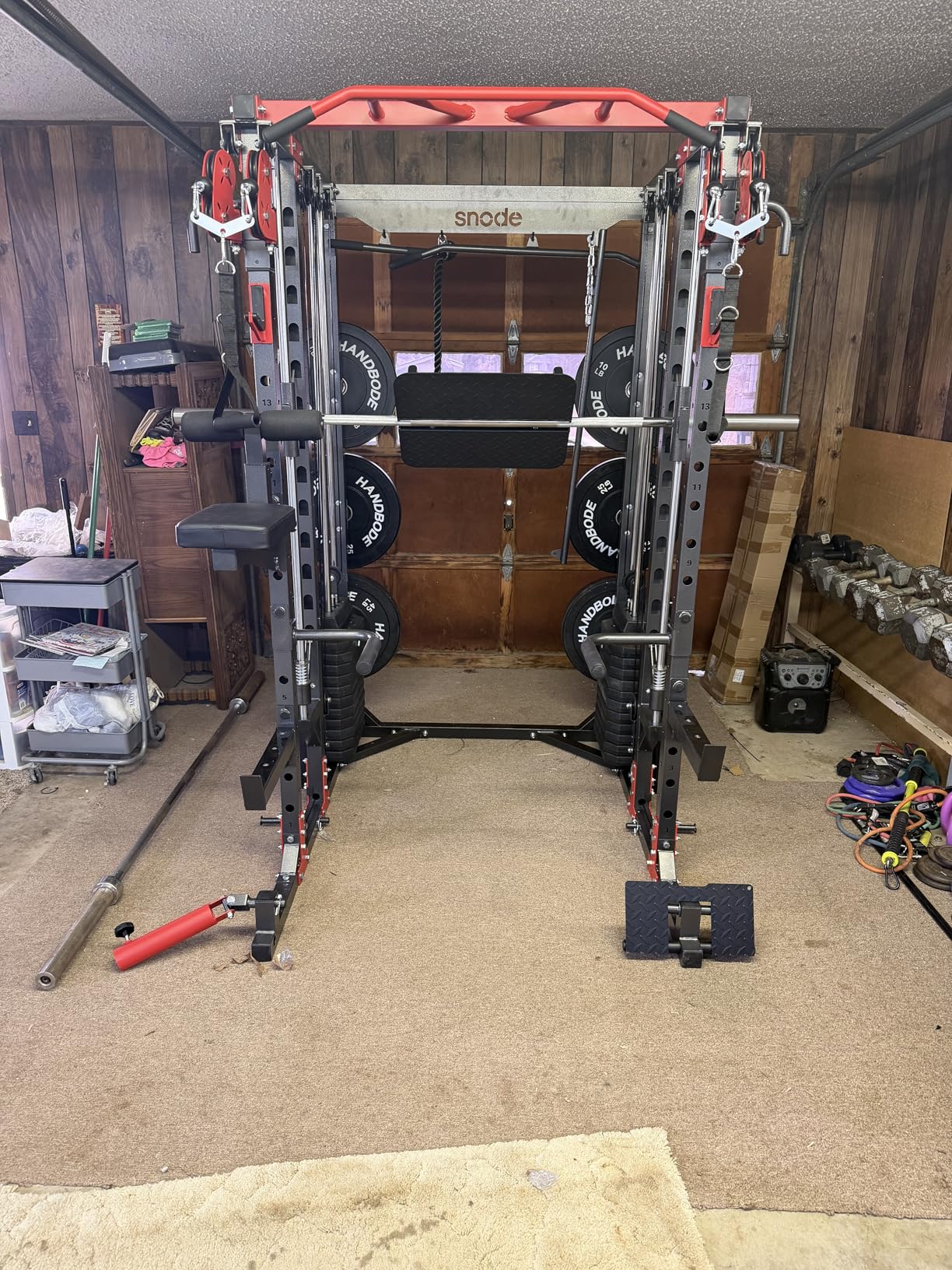 SNODE ALL10 Smith Machine for Home Gym, Power Rack with Cable Crossover, Squat Rack with Leg Press and Advanced LAT Pull-Down Seat, 2000LB Weight Capacity customer photo 1