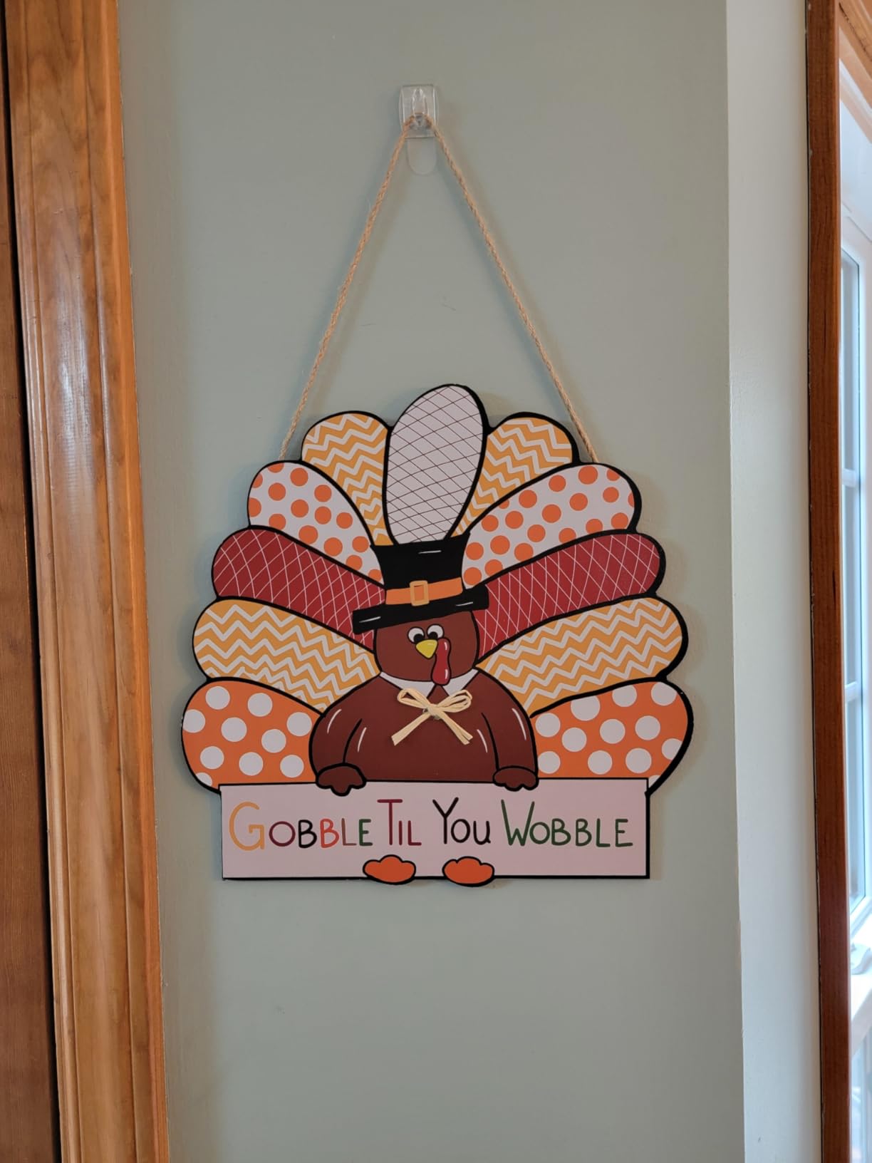CYNOSA Thanksgiving Wreath for Front Door Turkey Door Hanger Gobble Sign Thanksgiving Turkey Outside Door Decorations customer photo 2