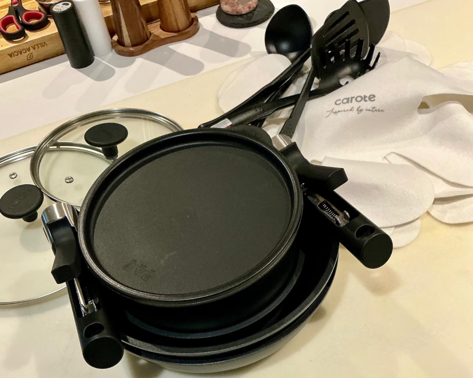 CAROTE 19PCS Ceramic Cookware Sets, Black and Gray, Pots and Pans Set Non Stick Non Toxic, Induction Cookware, Kitchen Cookware Sets, Pots Set for Healthy Cooking customer photo 1