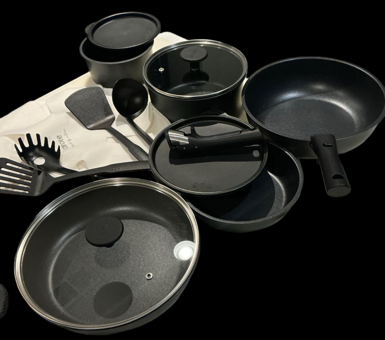 CAROTE 19PCS Ceramic Cookware Sets, Black and Gray, Pots and Pans Set Non Stick Non Toxic, Induction Cookware, Kitchen Cookware Sets, Pots Set for Healthy Cooking customer photo 2