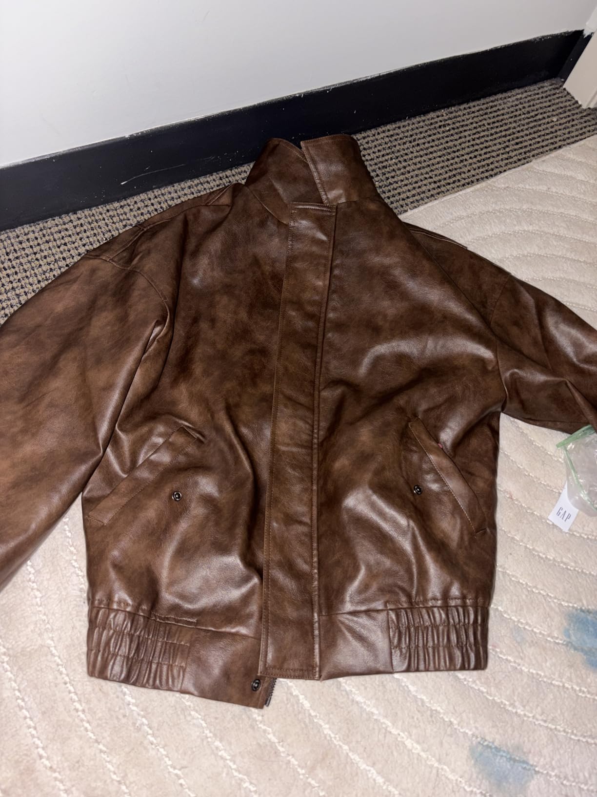 Women's Oversized Faux Leather Jackets - Textured Bomber Moto Style Zip Up Coats for Fall Winter Spring customer photo 1