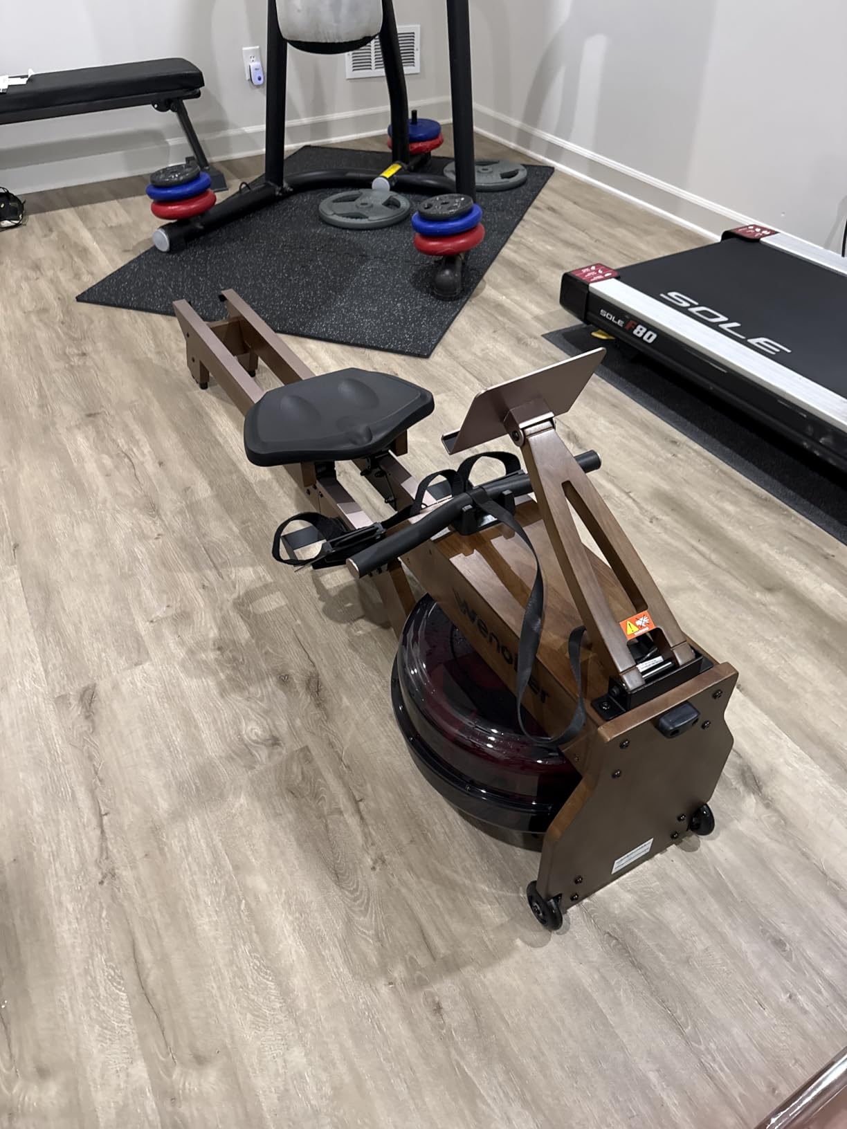 WENOKER Water Rowing Machines for Home Use, Rower Machine with Smart Electronic Knob, Wooden Row Machine with LCD Monitor & Comfortable Seat, Bluetooth App Compatible for Home Gym Exercise 300 LBS customer photo 2