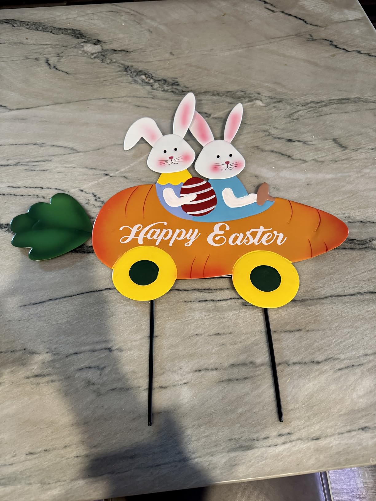 hogardeck Easter Decorations Outdoor, Metal Bunny Carrot Cart Decorative Garden Stakes, Happy Easter Yard Sign for Home Outside Front Porch Lawn Backyard Decor customer photo 2