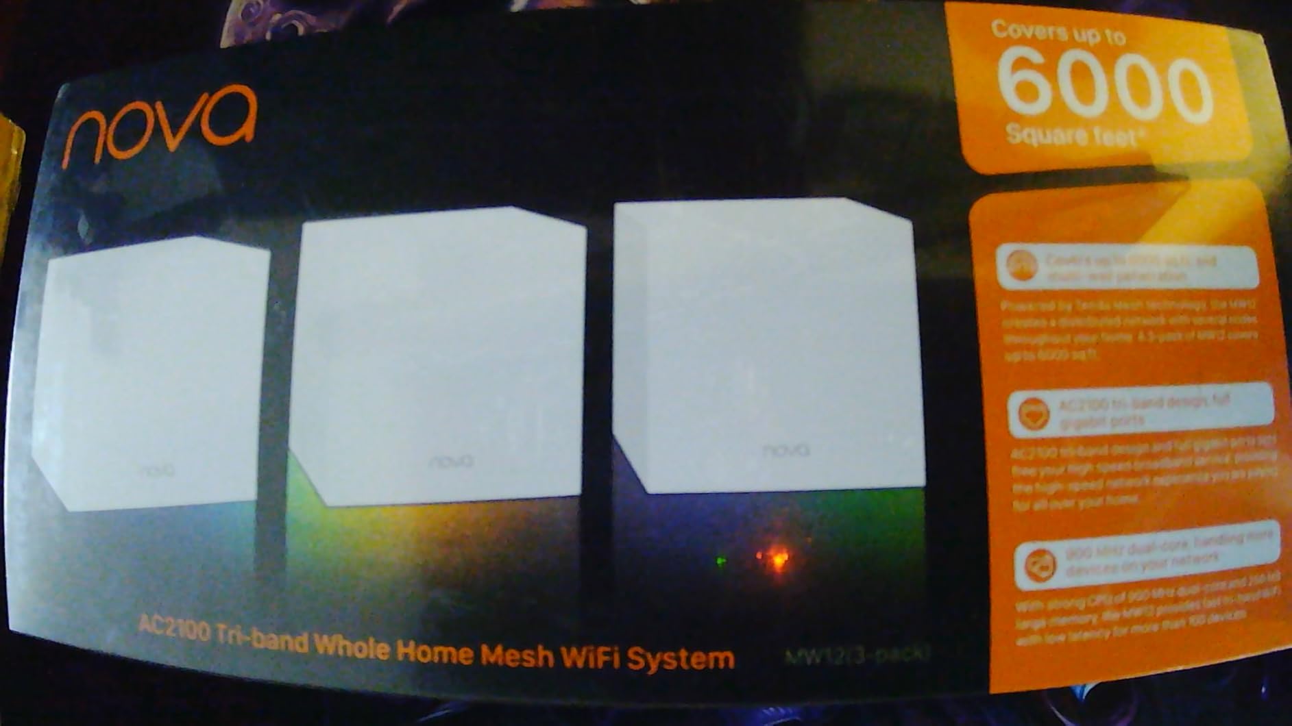 Tenda Nova Mesh WiFi System MW12 - Covers up to 4000 sq.ft - Tri-Band AC2100 Whole Home WiFi Mesh System - Gigabit Mesh Router for 100+ Devices - Tri-Band Mesh Network - 3 Gigabit Ports - 3-Pack customer photo 2