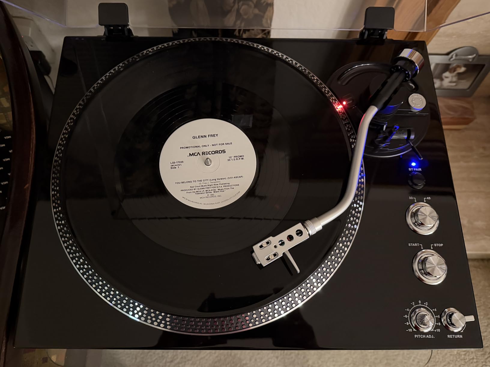 Hi-Fi Belt-Drive Turntable with Premium Cartridge, Pitch Control +/-10%, Auto-Return Tonearm, 2-Speed 33/45 RPM Vinyl Player, Glossy Black Finish customer photo 2