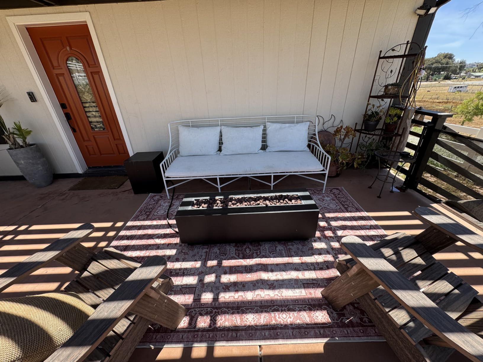 GENIMO Outdoor & Indoor Area Rug 5'x8', Waterproof, Non-Shedding, Easy Cleaning, Boho Mat for Patio, Living Room, Balcony, Dining Room, RV, Deck, Bedroom, Camping, Outside Carpet, Blue customer photo 1
