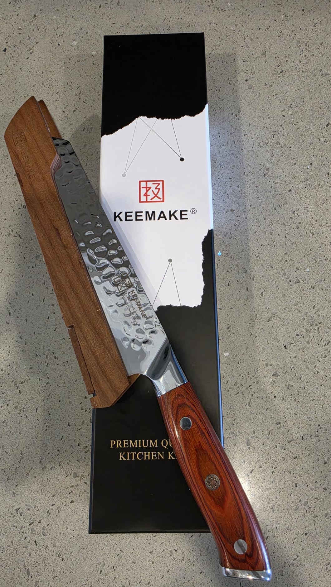 KEEMAKE Kiritsuke Chef Knife, 8 Inch Damascus Japanese Kitchen Knife with Ergonomic Pakkawood Handle, Ultra Sharp Non-Slip Cooking Knife with Ash Sheath customer photo 1