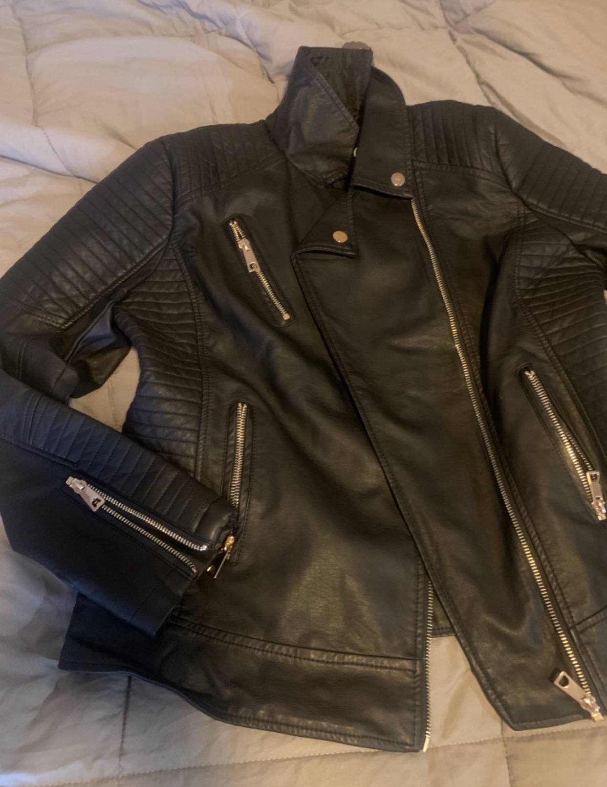 Women's Faux Leather Jacket Spring Motorcycle Biker Clothes Outfits Short Fashion PU Casual Coat customer photo 1