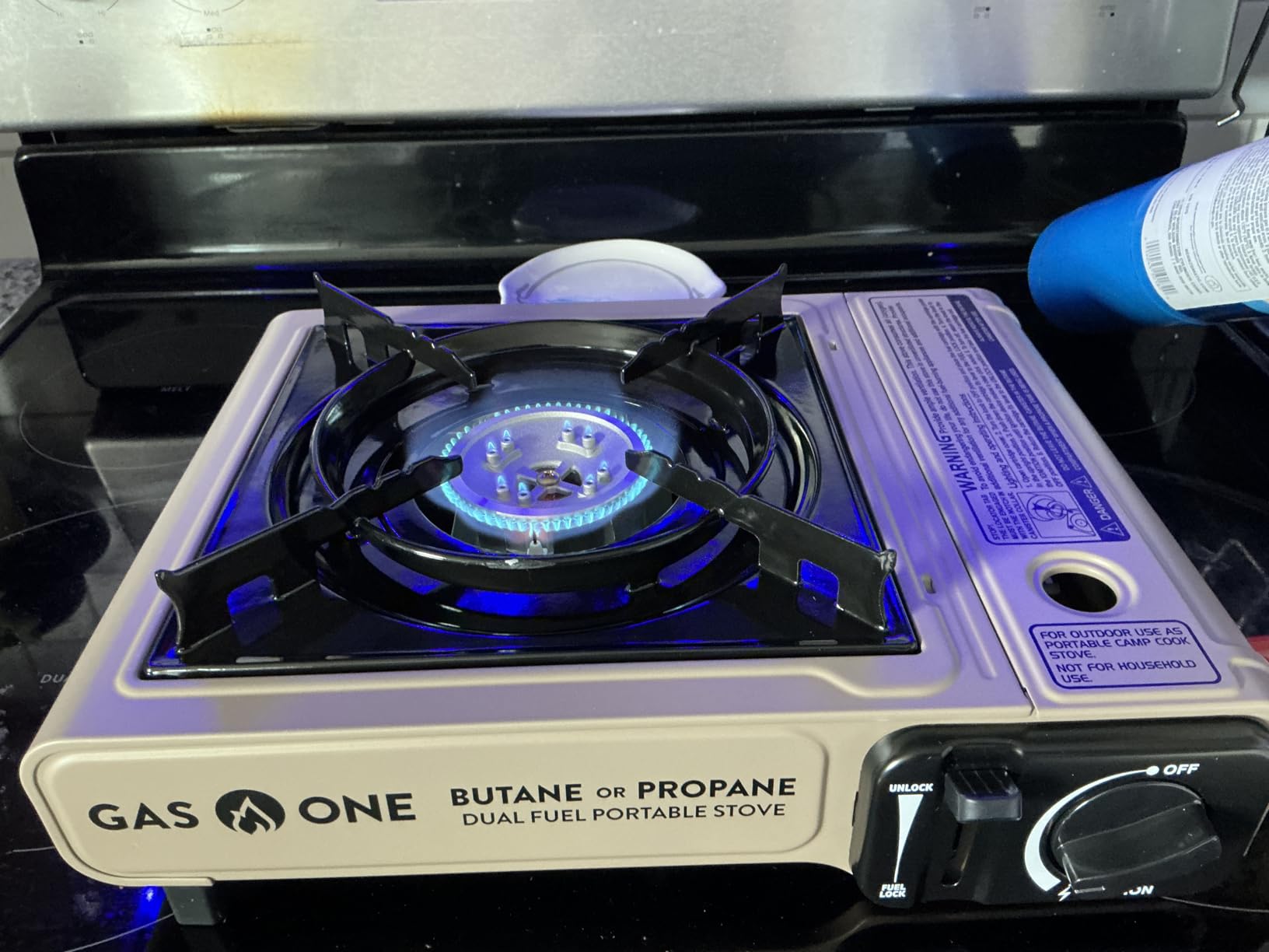 GasOne GS-3400P-KIT Propane or Butane Gas Stove with Flat Top Griddle Included - Dual Fuel Propane Grill Tent Stove Burners for Cooking for Camping, Kitchen - Diecast Aluminum with Non Stick Coating customer photo 1