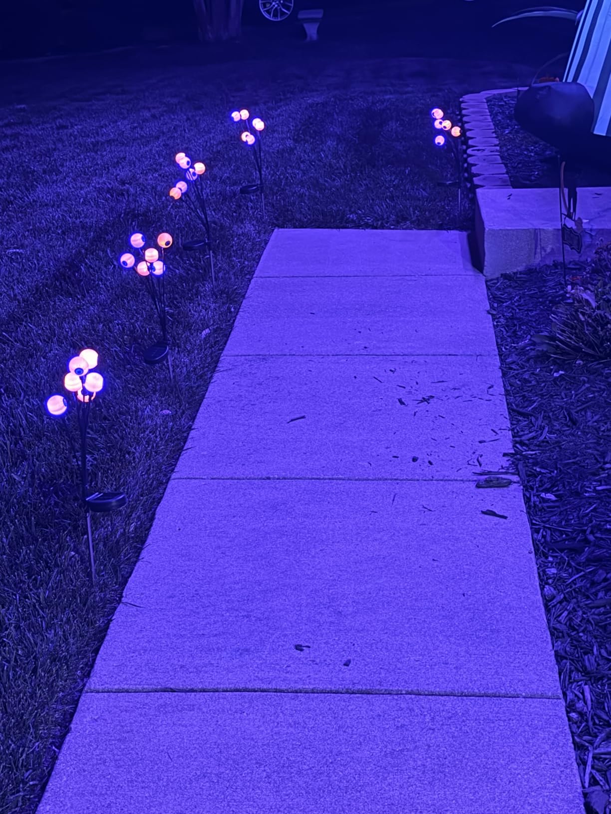 Upgraded 4 Pack Solar Easter Egg Lights Outdoor, Colorful Swaying Firefly Lights with 2 Lighting Modes, Waterproof Solar Pathway Lights for Spring Garden Lawn Yard Patio Porch Easter Decorations customer photo 2