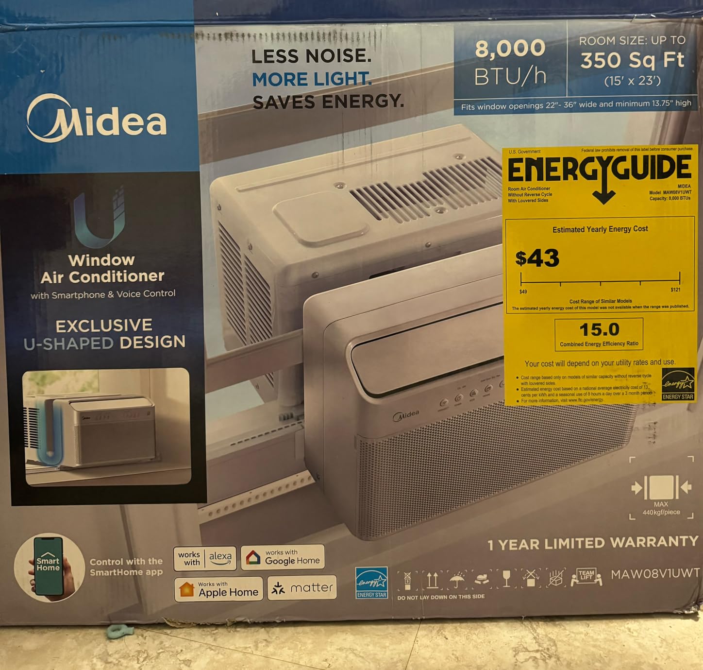 Midea 8,000 BTU U Shaped Smart Inverter Window Air Conditioner - Cools 350 Sq Ft, Ultra Quiet with Open Window Operation - Alexa/Google Assistant Compatible, 37% Energy Savings, Remote (2026 Edition) customer photo 2