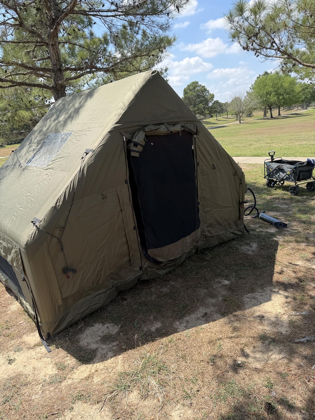 Luxury Inflatable Camping Tent,Wind & Rain Resistant,Breathable & Durable Wear-Resistant Fabric,Built-in Stove Jack,Fast Setup with Pump,All-Season Ready,Dual Doors,Mosquito-Proof Mesh Windows customer photo 2