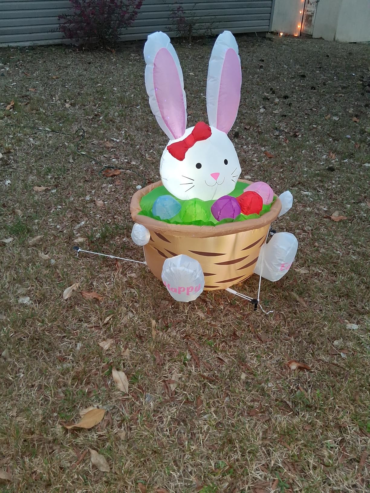 3.5FT Flower Basket Bunny, an Inflatable Outdoor Decoration for Easter, with Built-in LED Lights, Suitable for Lawns, Gardens, and Patios customer photo 1