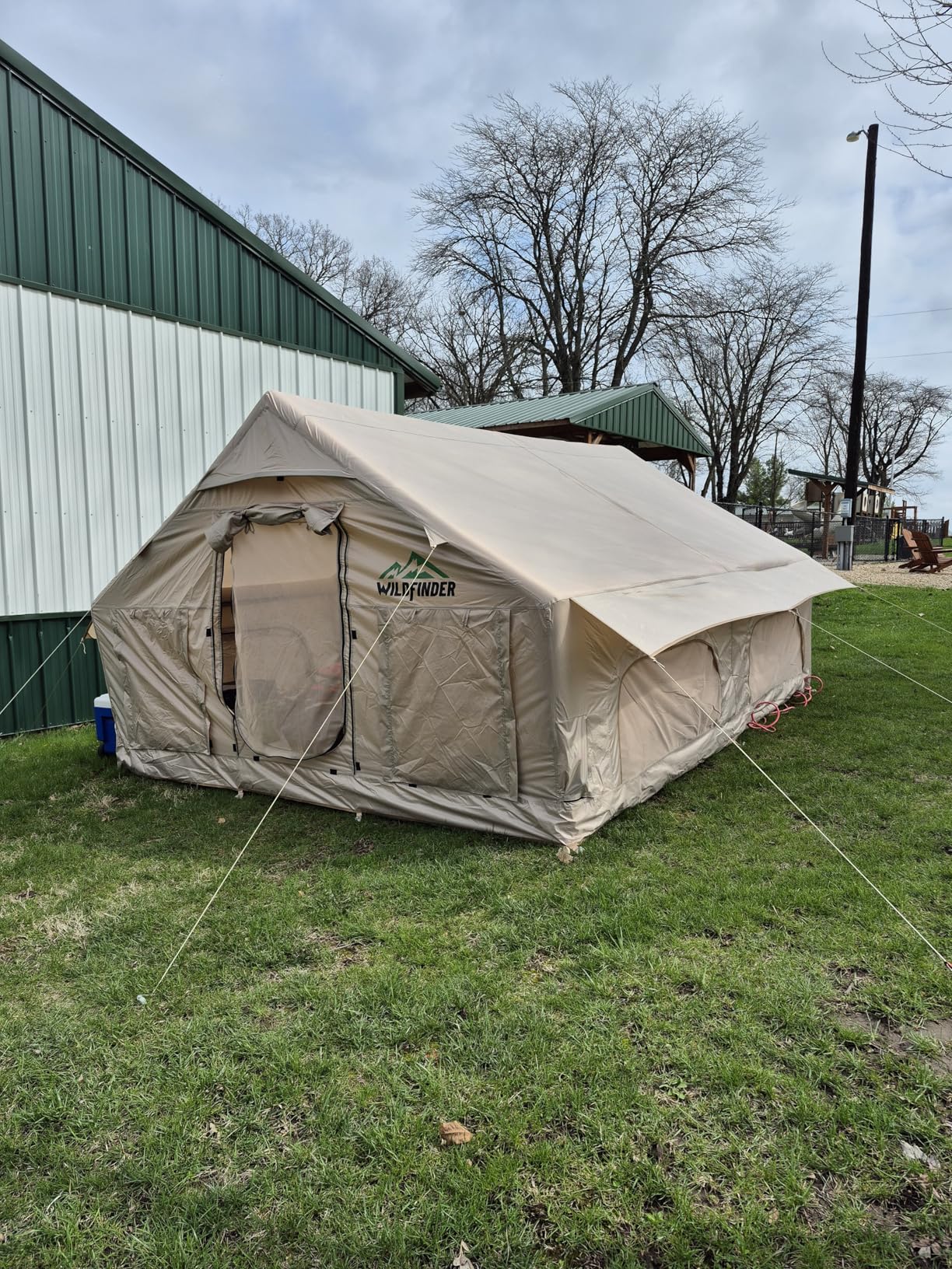 Inflatable Tent with Skylight, Quick Setup Blow Up Tents with Pump, Hot Tent with Stove Jack, Waterproof Oxford Inflatable House for Camping, Air Glamping Tents for Camping Adult 8-12 Person customer photo 1