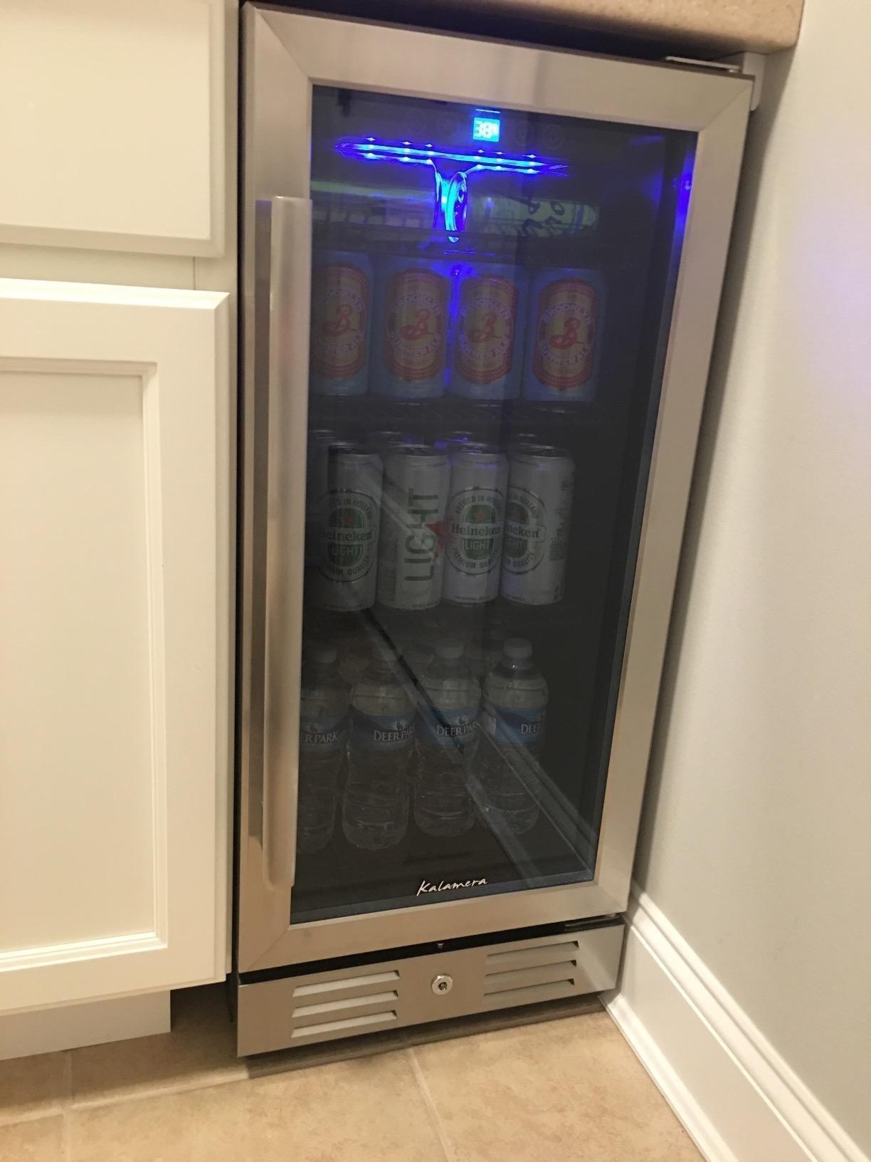 Kalamera 24 inch Wine Fridge Hold 21 Bottles and 75 Cans, Dual Zone Wine and Beverage Refrigerator, Built-In or Freestanding with Blue LED Light customer photo 1