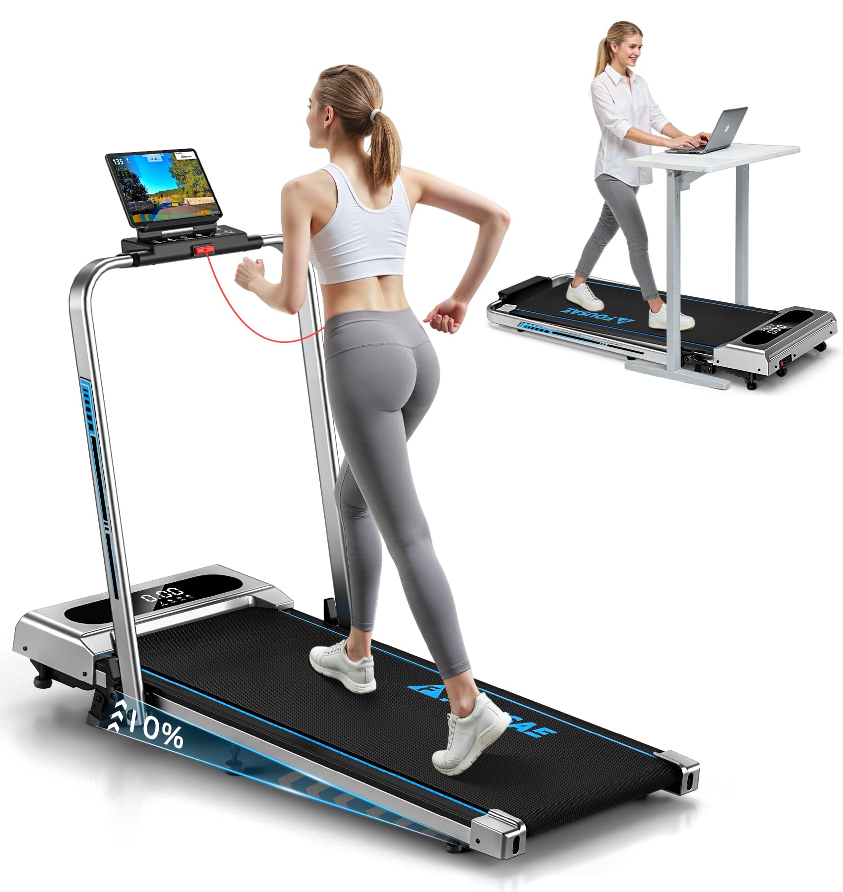5 in 1 Foldable Treadmill, 7.5 MPH Treadmills for Home with App Compatible, Treadmill with 10% Incline, 3.0HP Brushless Drive, Remote Control and LED Display, 12 HIIT Programs, 400 LBS Capacity customer photo 1