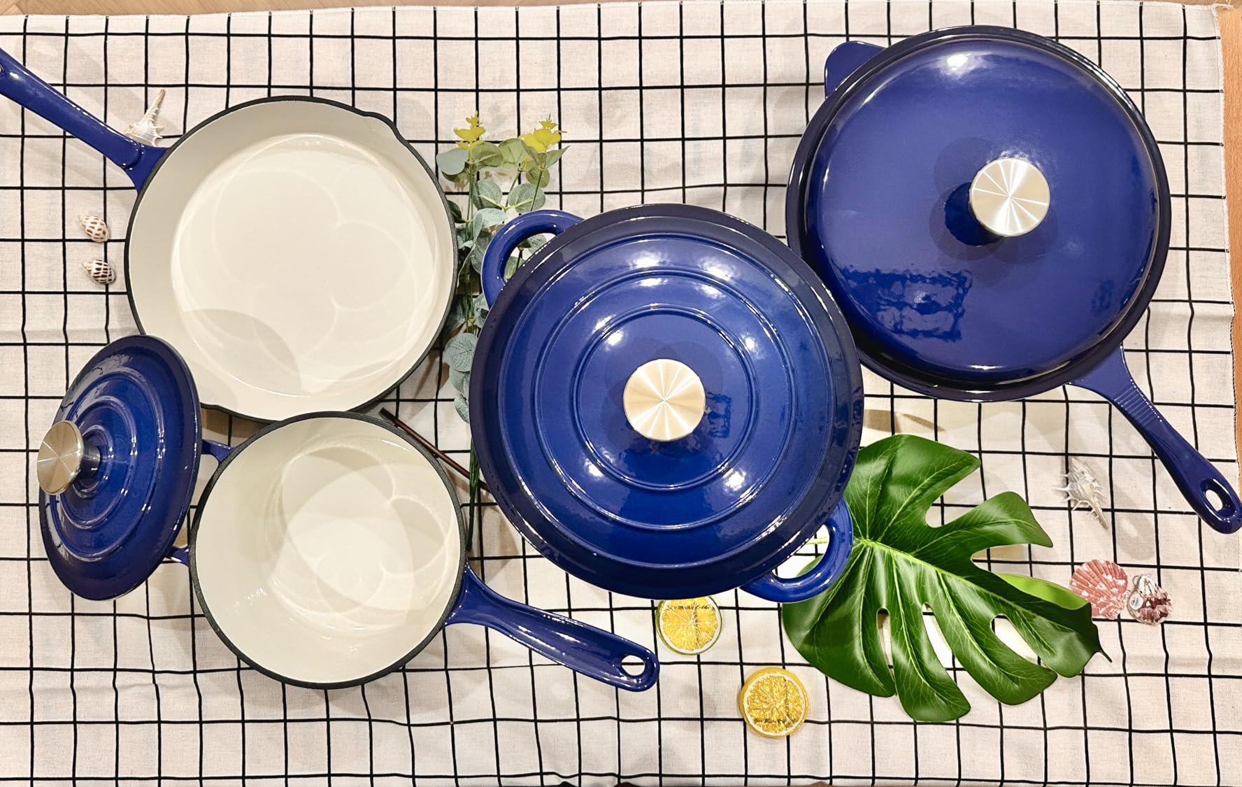 Kitchen Academy Enameled Cast Iron Cookware Sets - 7Pcs Pots and Pans Set Non Toxic, Induction Cooking Pots Set, PFOA&PFAS Free(Beige) customer photo 2