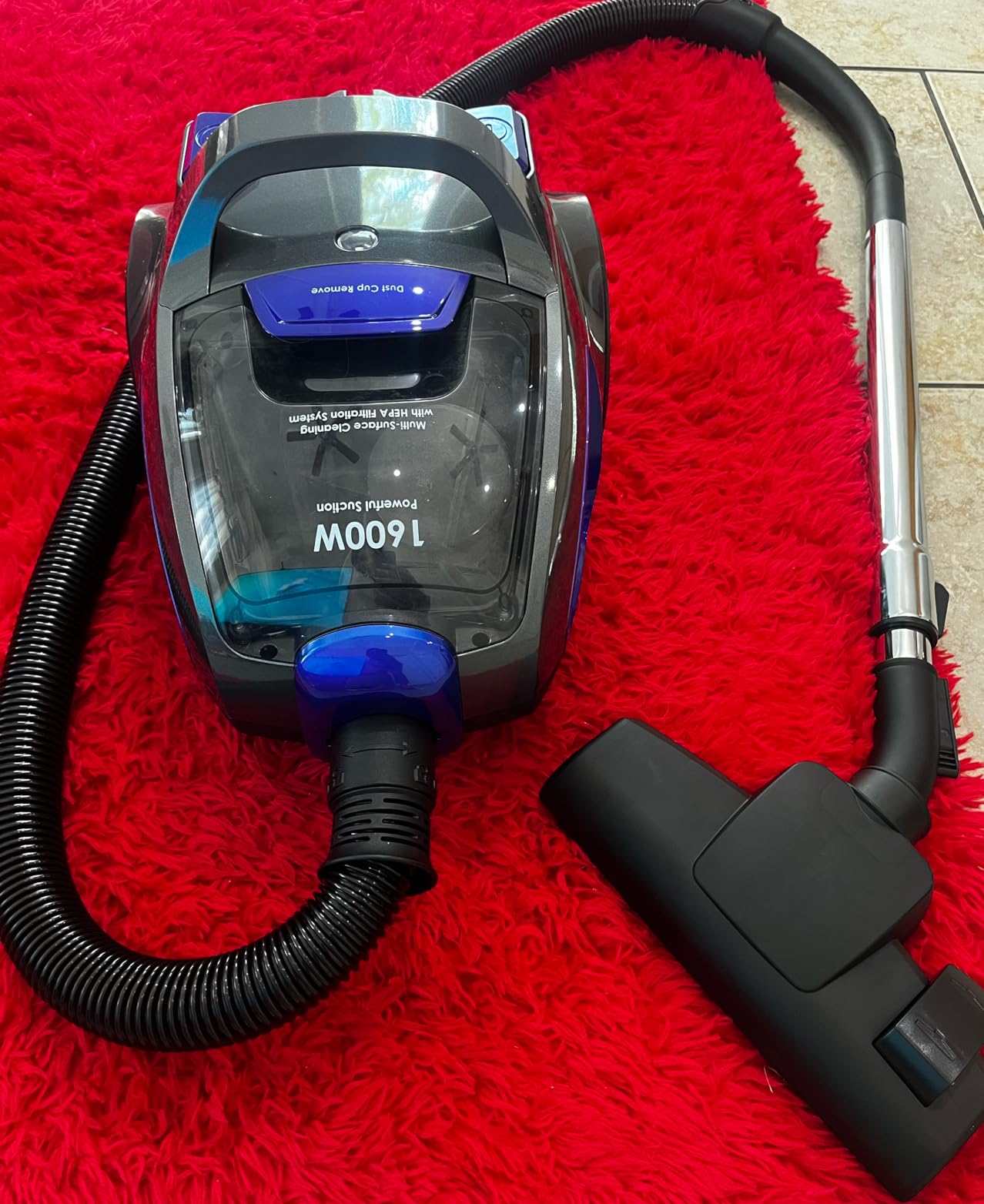 Canister Vacuum Cleaner, 40Kpa 1600W Cyclon Power Bagless Canister Vacuum Cleaners for Home, 3.7QT Large Dust Cup, Lightweight Vac for Hard Floors, Carpets, Pet Hair, Blue customer photo 2