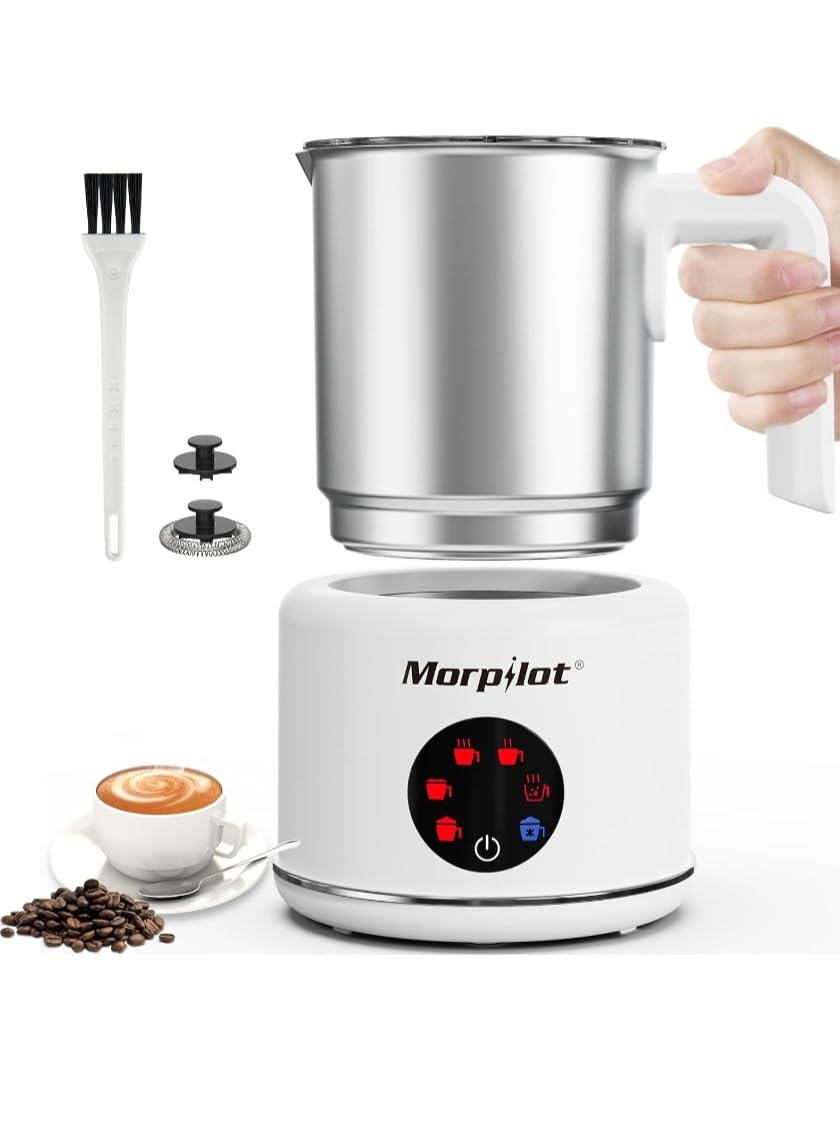 Large Electric Milk Frother and Steamer, 16.9oz/500ml Milk Steamer and Frother for Latte or Hot Chocolate, Dishwasher Safe, 6 Functions, Enjoy Perfect Milk Froth in 2 Min(White-Stainless Steel) customer photo 1