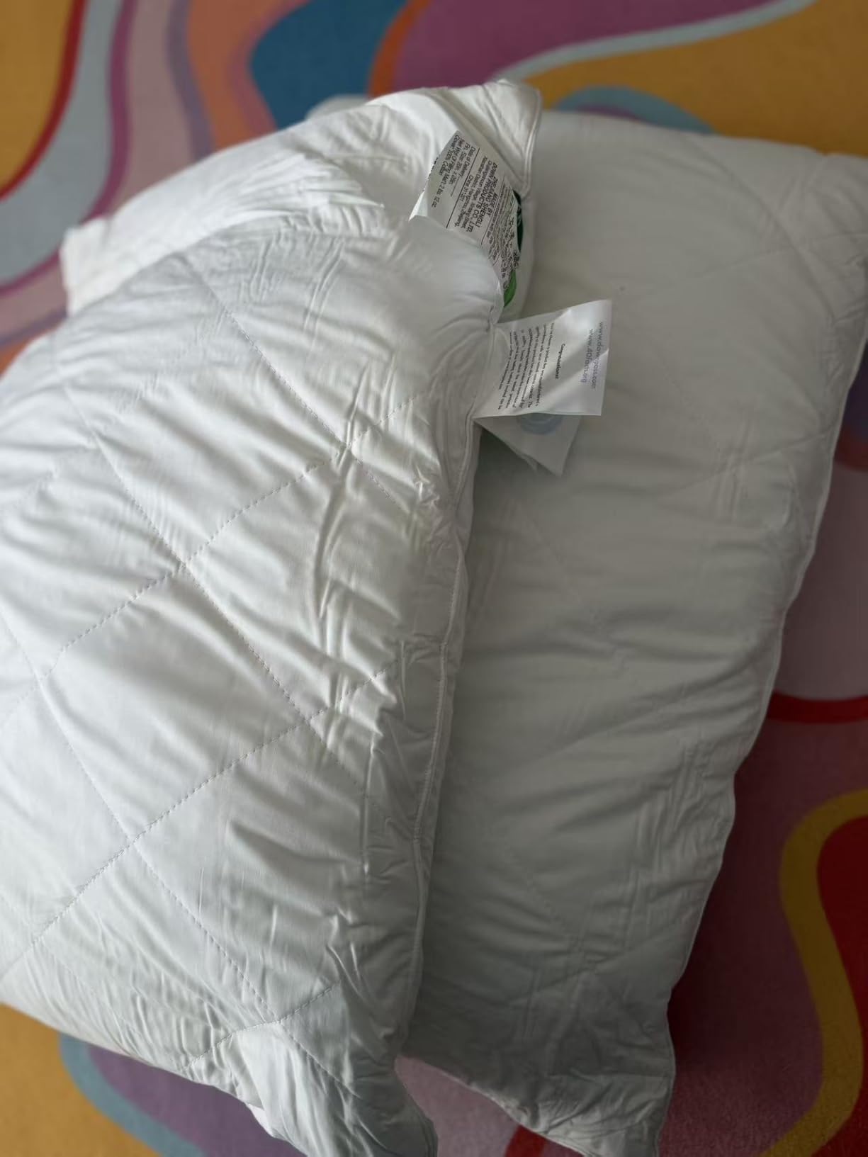 Three Geese White Goose Feather Cotton Pillows Queen Size Set of 2 - Soft 600 Thread Count Organic Cotton Cover, Soft Goose Feather Down Pillows for Side and Back Sleepers, 20x28inches customer photo 2